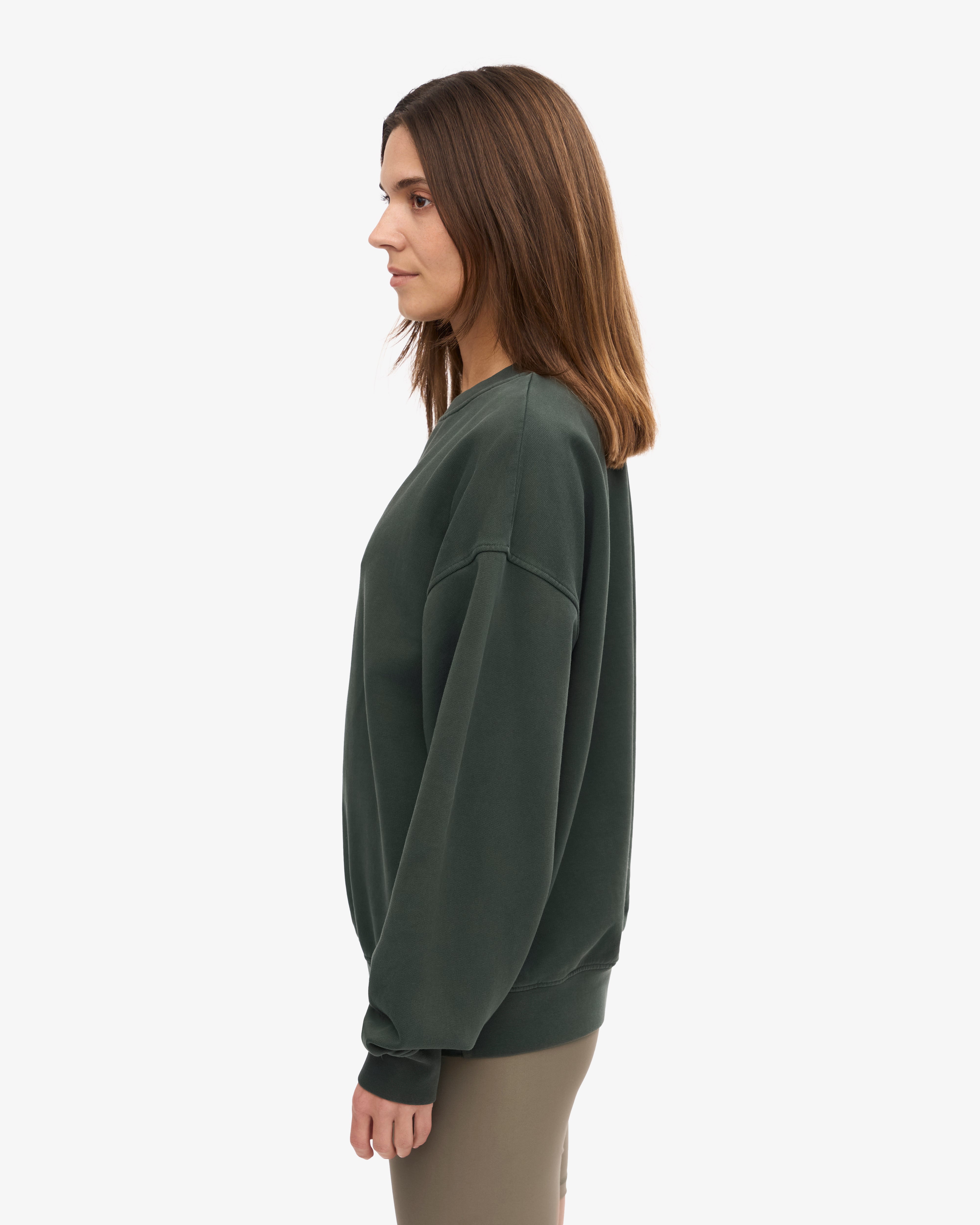 Organic Oversized Crewneck Sweatshirt - Midnight Forest Green - Cozy Loungewear for Women & Men - Perfect for Casual Wear, Relaxing at Home & Outdoor Activities