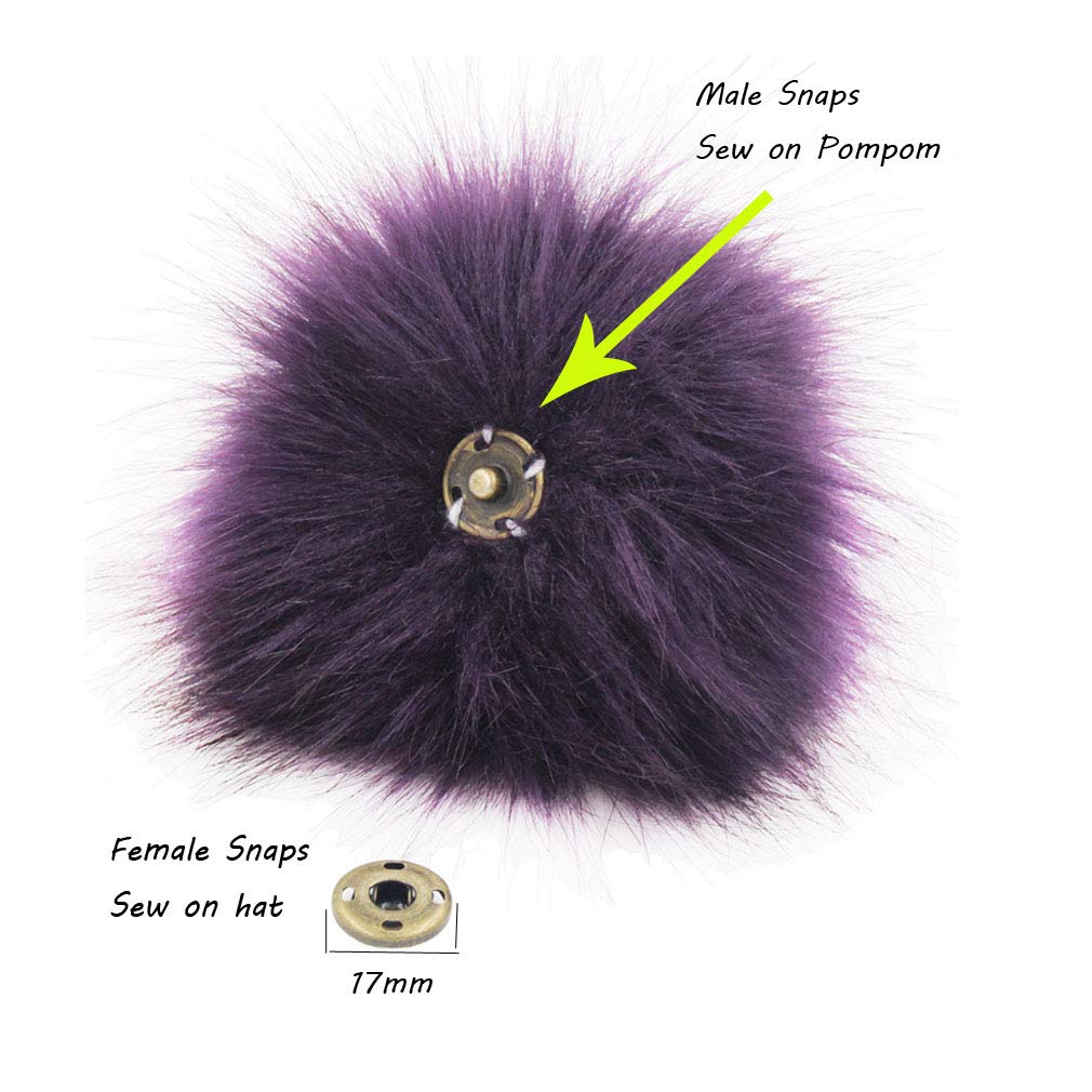 12pcs DIY Knitting Hat Accessories - Faux Fur Pom Pom Balls with Snap Buttons for Winter Hats, Scarves & Crafts | Cozy Handmade Style for Cold Weather & Gift Making