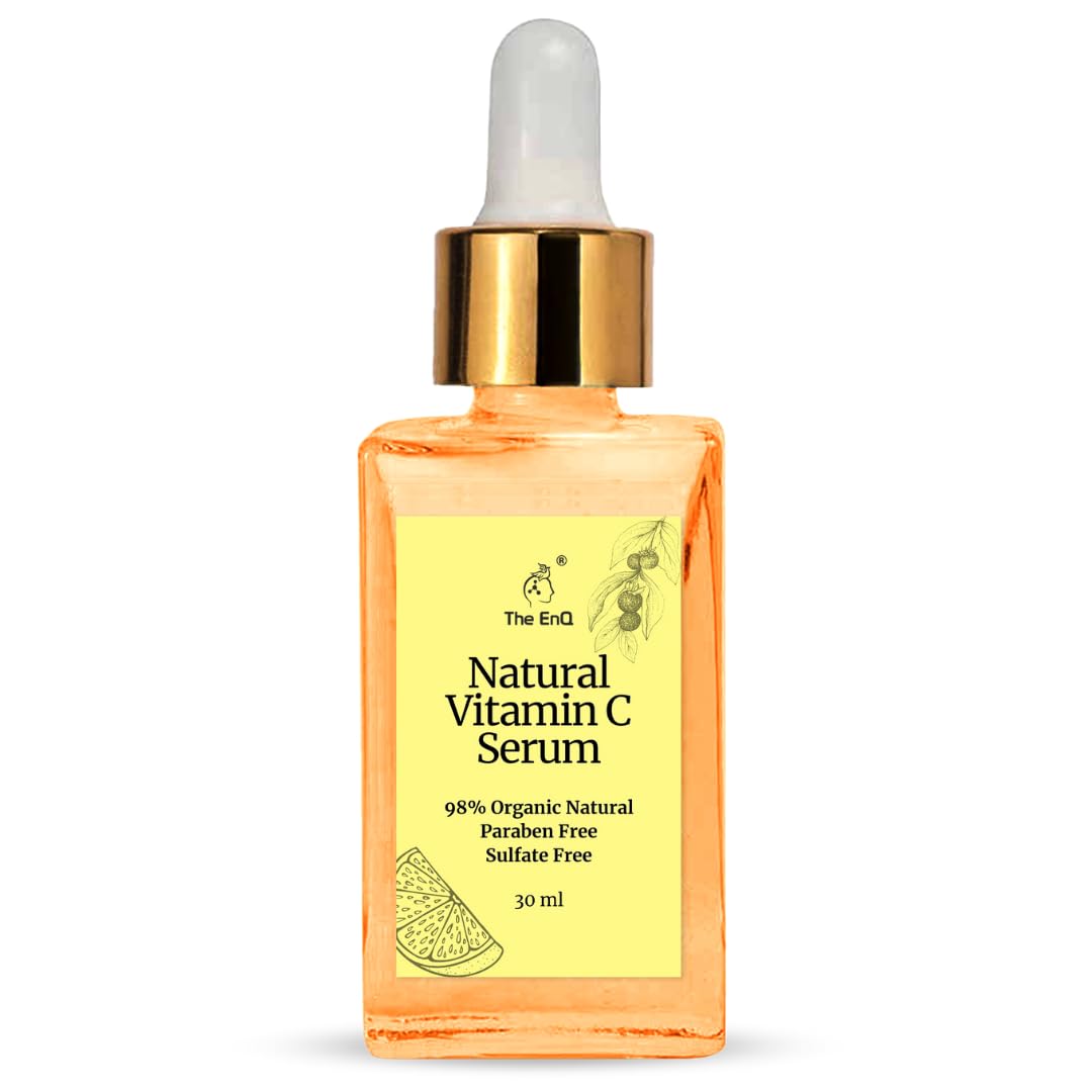 EnQ Natural Vitamin C Skin Serum - 30ml Organic Face Serum for Bright, Glowing & Blemish-Free Skin | 100% Natural Anti-Aging Serum for Daily Skincare Routine & Nighttime Use