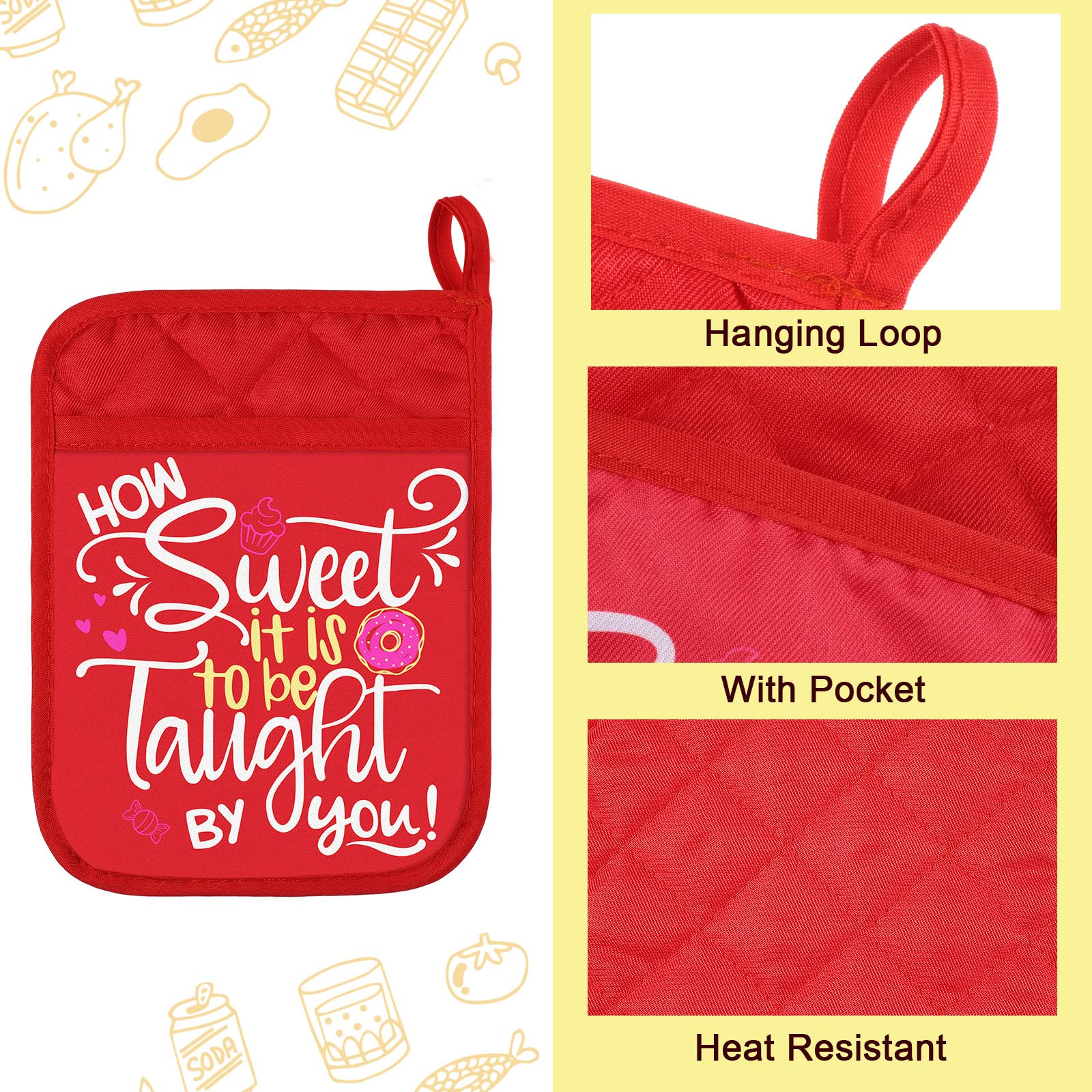 6-Pack Funny Teacher Oven Mitts with Pocket - Heat Resistant 7