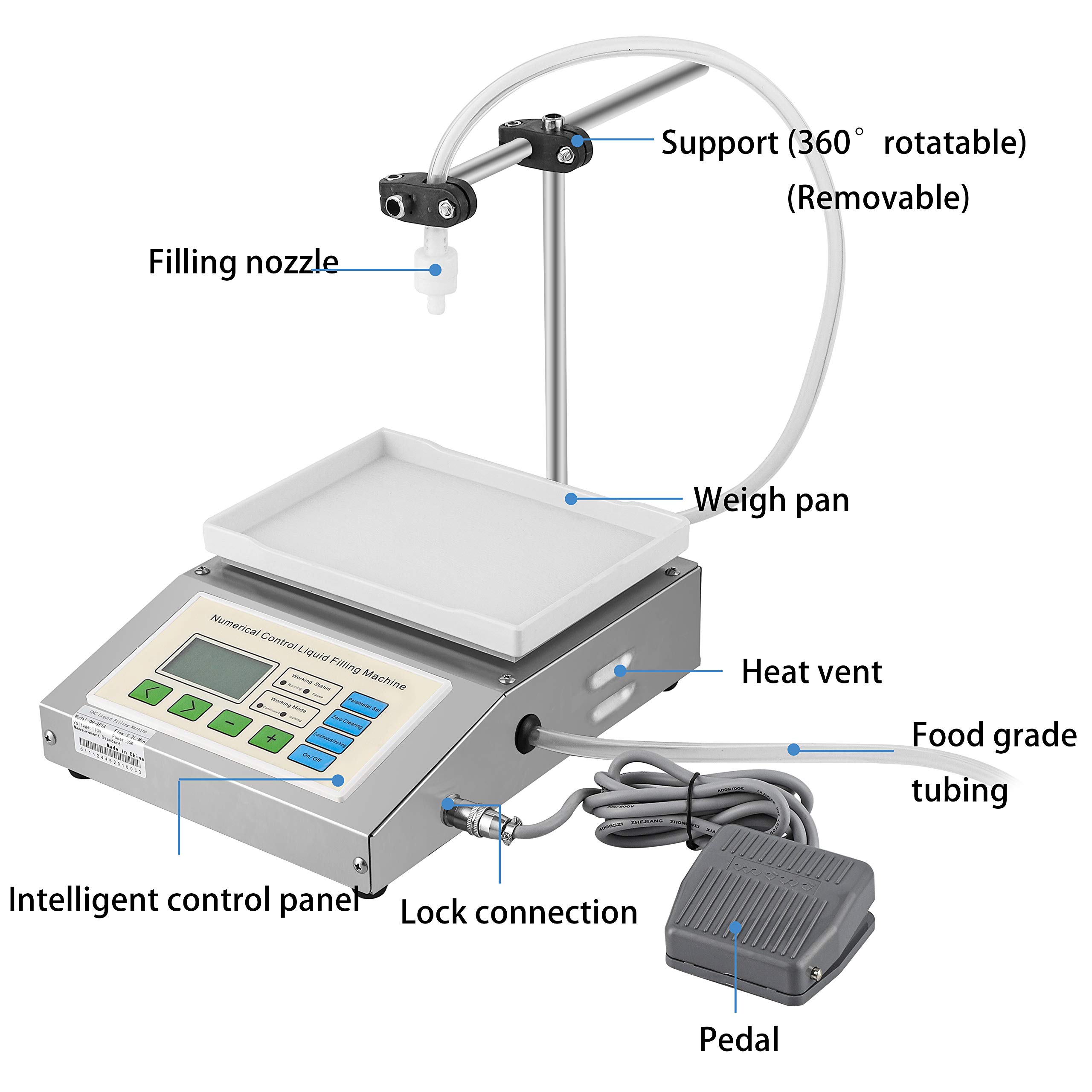 Hanchen 2-in-1 Automatic Liquid Filling Machine with Weighing System | 304 Stainless Steel Quantitative Dispenser for Water, Wine, Milk & Beverages | Perfect for Small Business, Home Brewing & Commercial Production