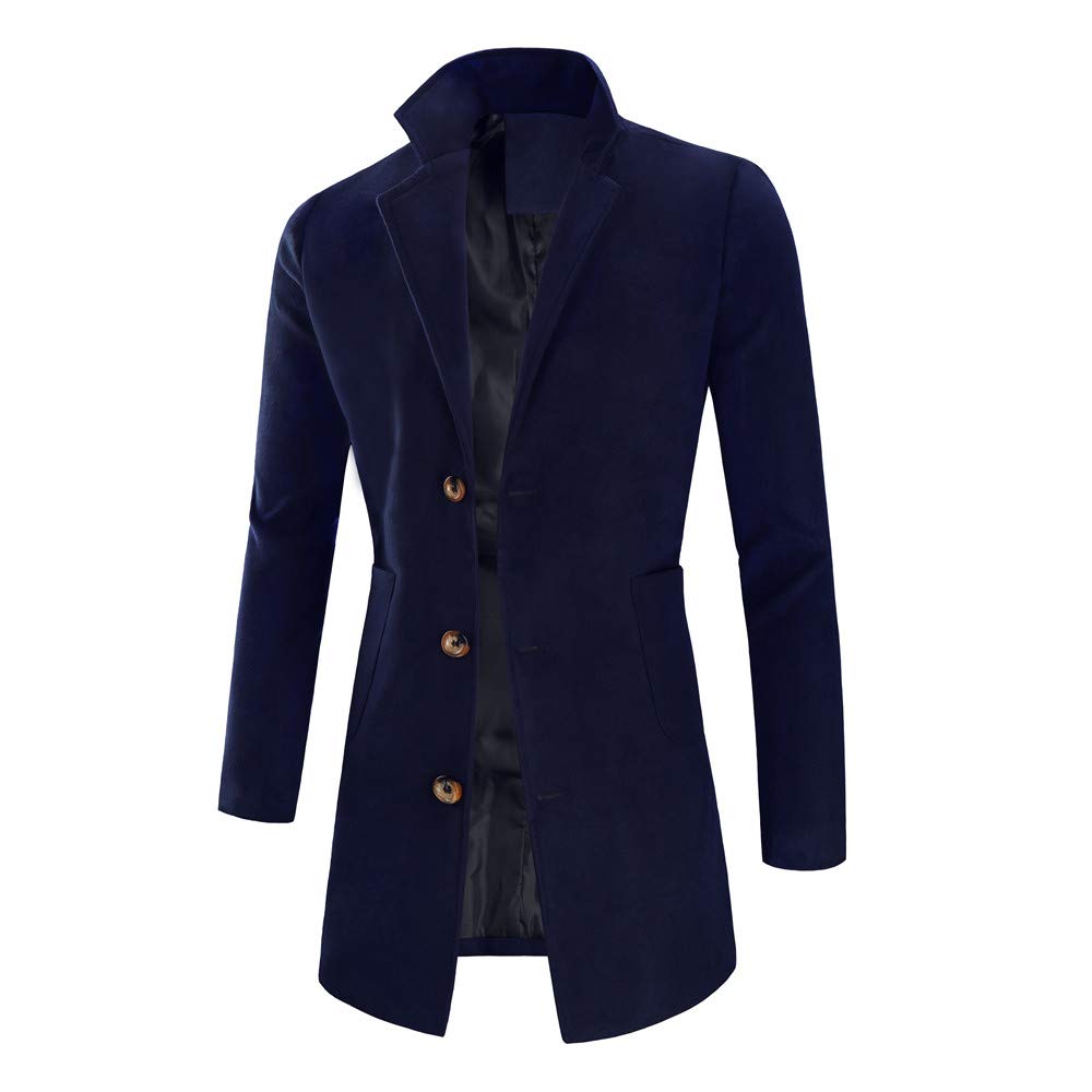Men's Wool Trench Coat - Slim Fit Long Pea Jacket Winter Overcoat for Business & Formal Wear | Warm Winter Coat for Office, Dating & Special Occasions