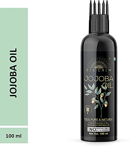 Pure Jojoba Oil with Comb Applicator - Cold Pressed 100ml - Organic Hair Growth, Skin Moisturizer & Nail Treatment - Ideal for Dry Scalp, Face Care & Cuticle Hydration - Perfect for Daily Beauty Routine & DIY Cosmetics