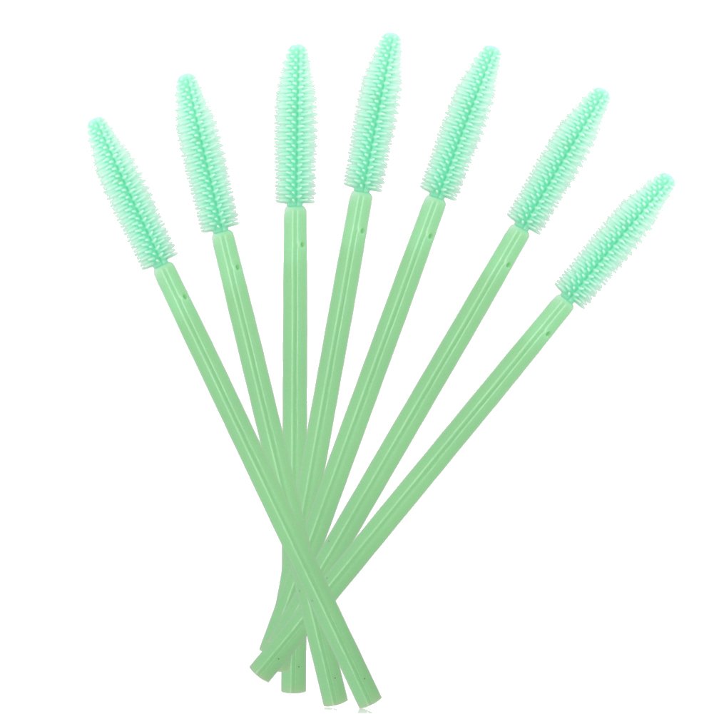 KOLIGHT 50pcs Disposable Mascara Brushes - Soft Silicone Head Wands for Professional Makeup Application, Eye Lash Extension Kits (Green) | Perfect for Salons, DIY Beauty & Travel Makeup Essentials