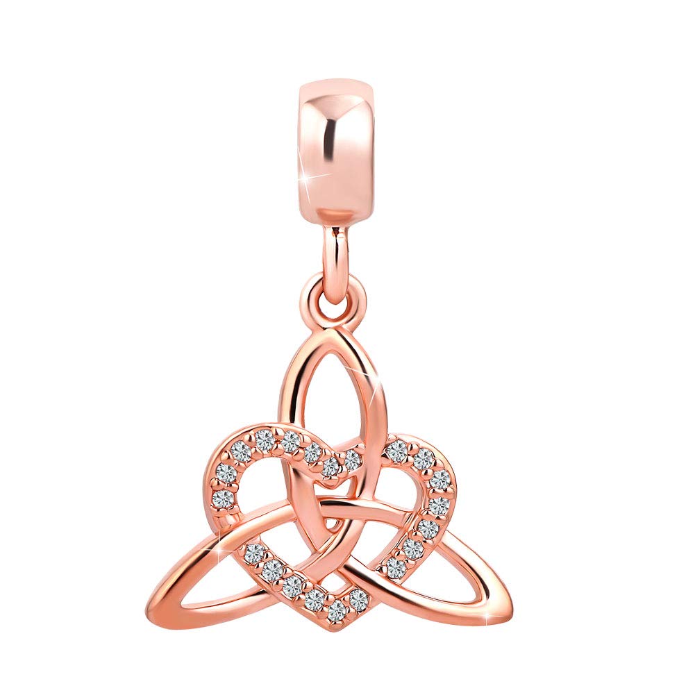 Rose Gold Irish Trinity Celtic Knot Charm Bracelet for Women - Elegant Jewelry Gift for Her, Friendship, Anniversary & Special Occasions