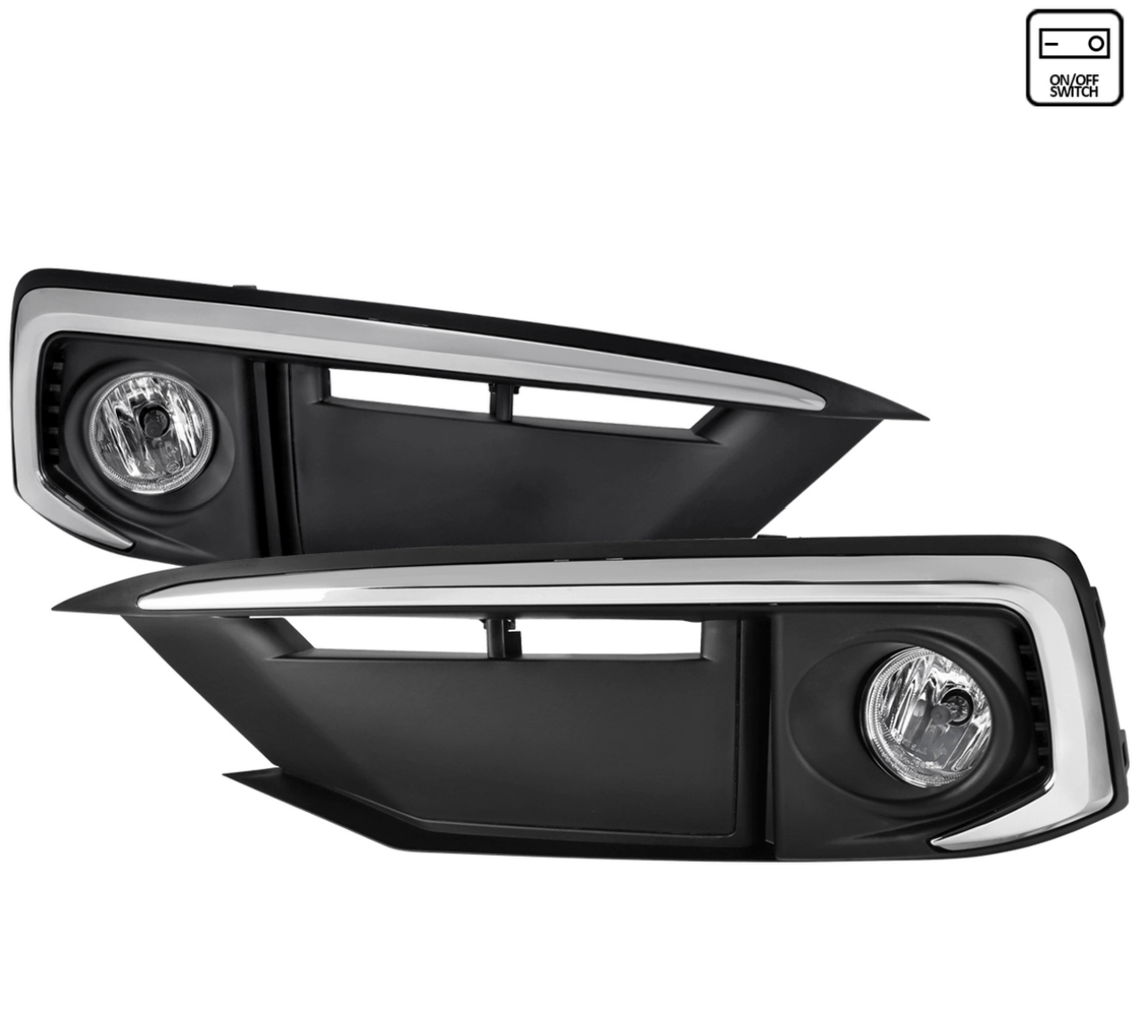 2019-2021 Honda Civic Sedan/Coupe H8 LED Fog Light Kit - Chrome Housing & Clear Lens - Upgrade for Better Visibility in Foggy/Rainy Conditions