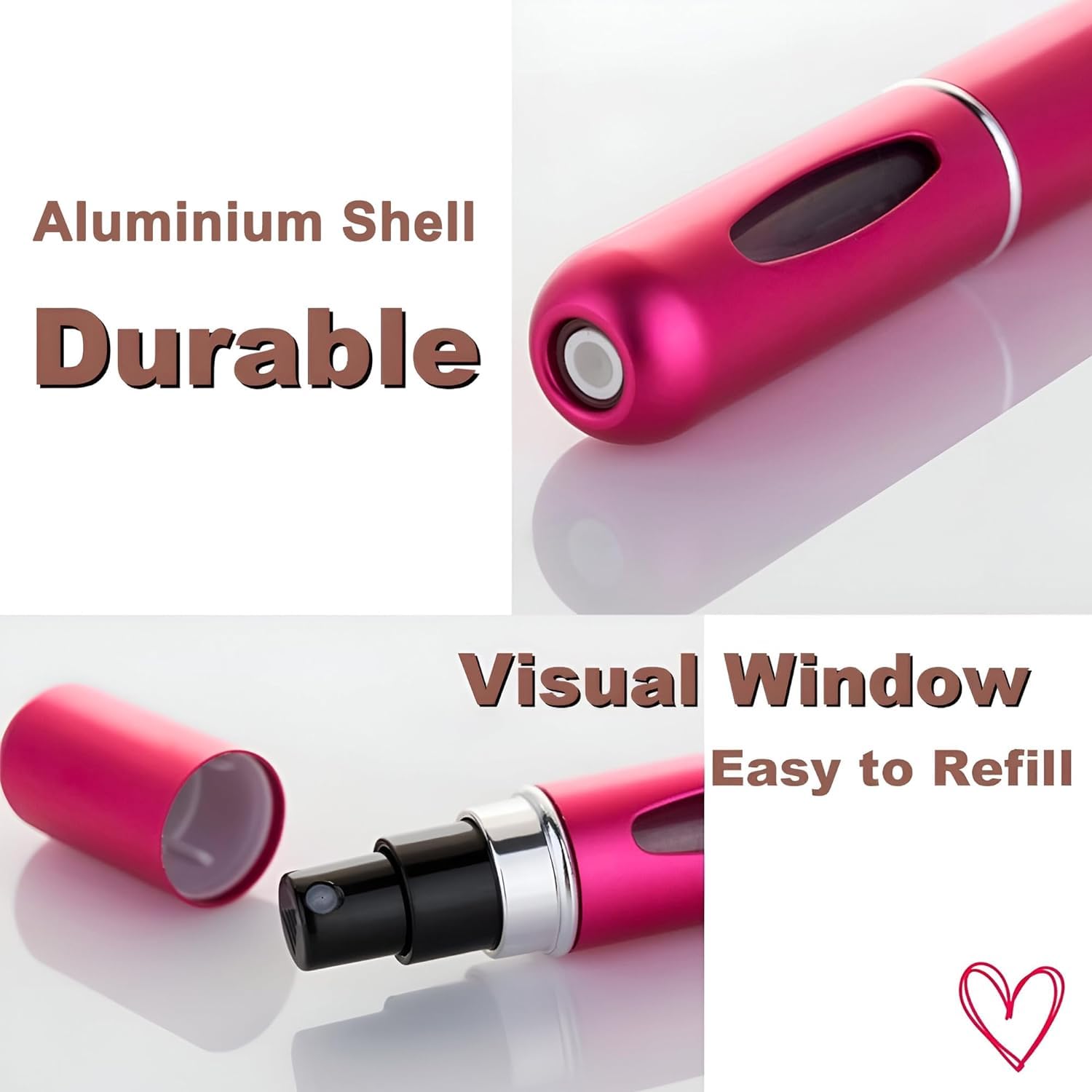 Scholazs 5ml Refillable Perfume Atomizer Bottle - Portable Travel Mini Spray Bottle for Cologne & Fragrance - Leak Proof Empty Perfume Dispenser for Women & Men - Perfect for Airplane Travel, Gym Bag & Purse Essentials