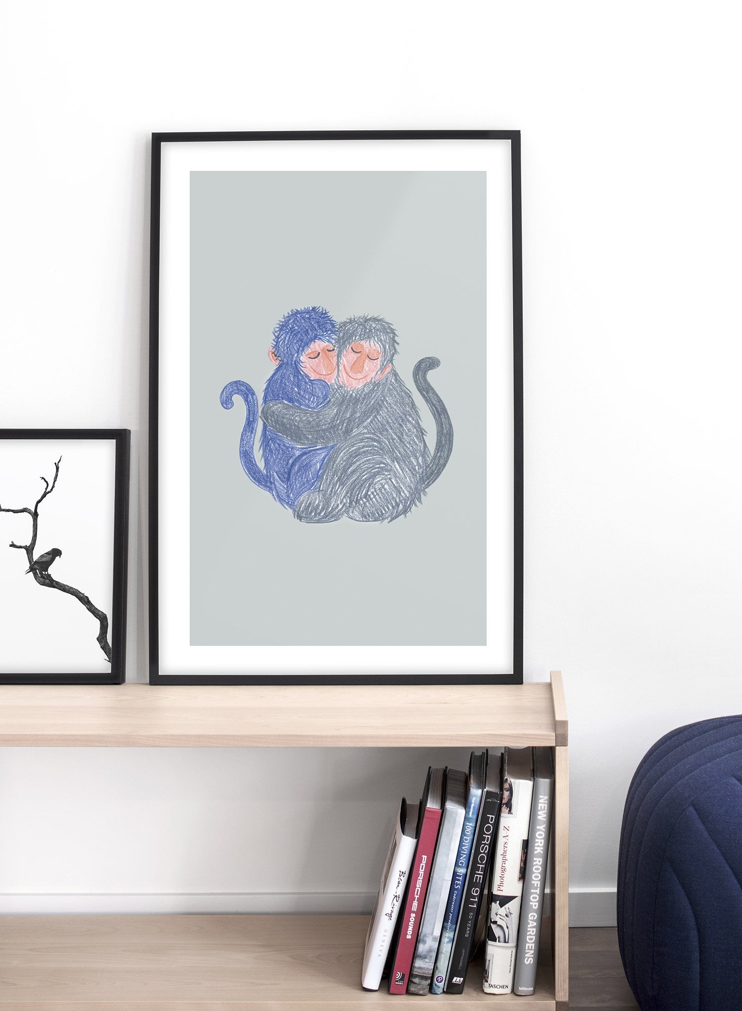 Monkey Hug Poster - Cute Animal Wall Art for Kids Room, Nursery, or Playroom Decor - Perfect for Birthday Gifts and Home Decoration