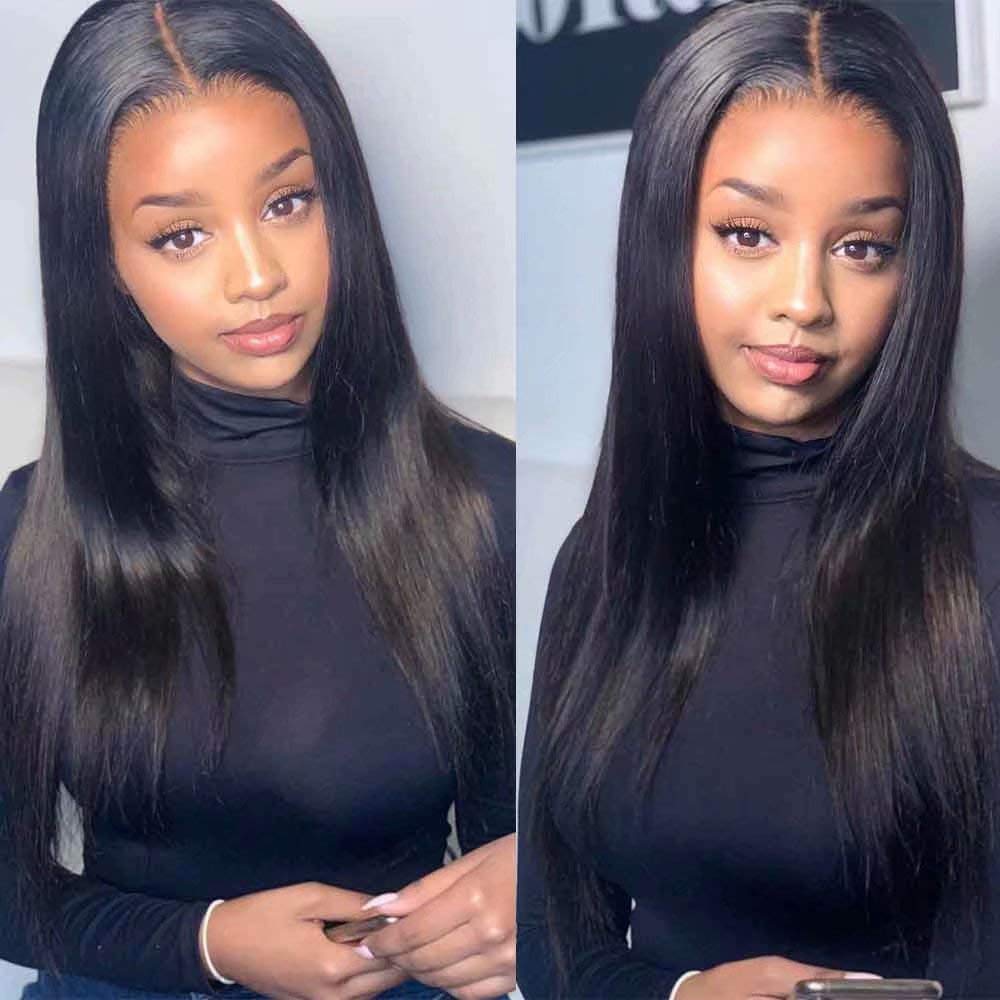 HD Invisible Lace Straight Human Hair Wig - 360 Transparent Lace Front, 150% Density, Glueless, Pre-Plucked with Baby Hair (14 Inch) | Perfect for Daily Wear, Cosplay & Special Occasions