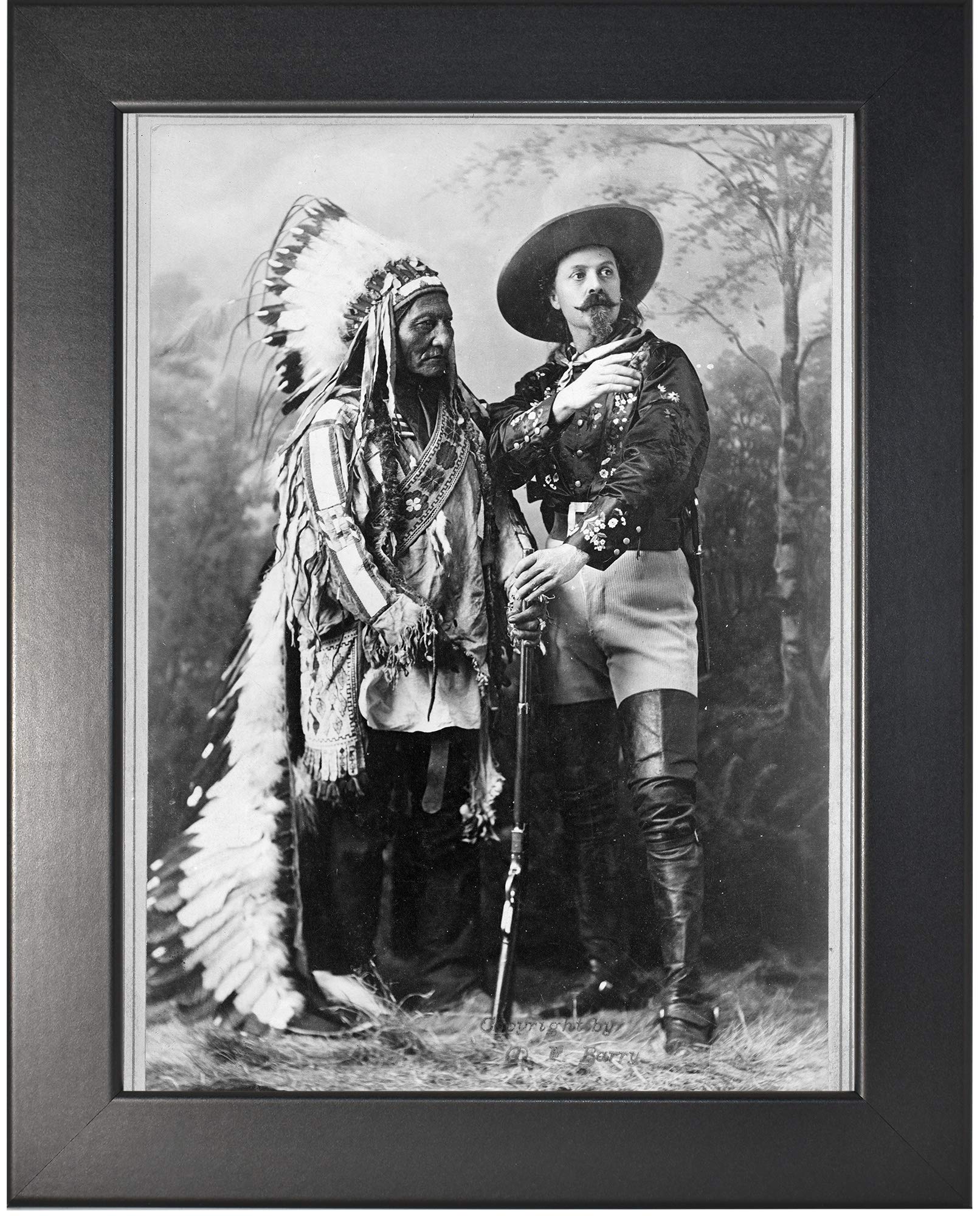 Authentic Sitting Bull & Buffalo Bill 1897 Historical Photograph - 8x10 Inch Semi-Gloss Framed Artwork - Vintage Western Decor for Home, Office & History Enthusiasts