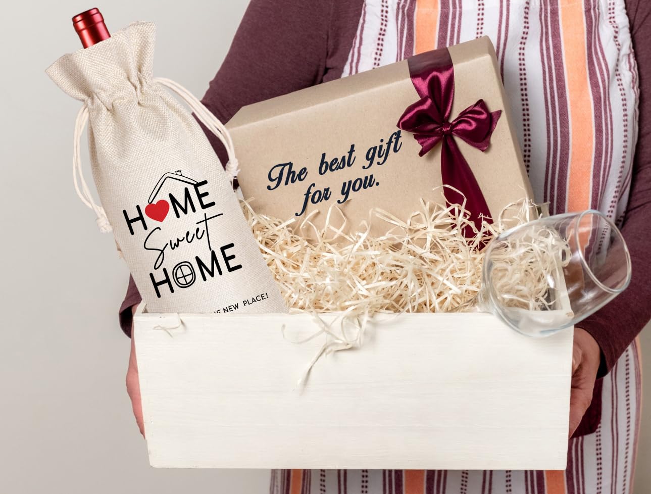 LANBAIHE Elegant Wine Gift Bag - Perfect Housewarming Gift for New Homeowners, Realtor Closing Gift, Home Sweet Home Party Decor - Ideal for Women & Men | Great for Housewarming Parties, Client Appreciation & New Home Celebrations