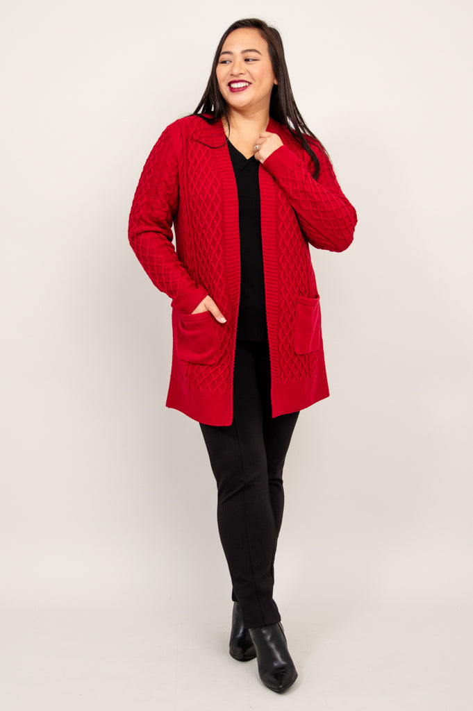 Jenny Cardigan Women's Red Bamboo Cotton Knit Sweater - Cozy & Stylish for Fall, Winter & Casual Outings