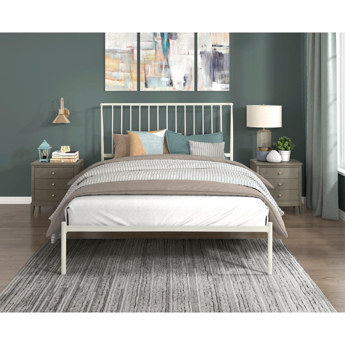 Stylish White Full Platform Bed Frame - Modern Minimalist Design for Bedroom, Guest Room, or Studio Apartment