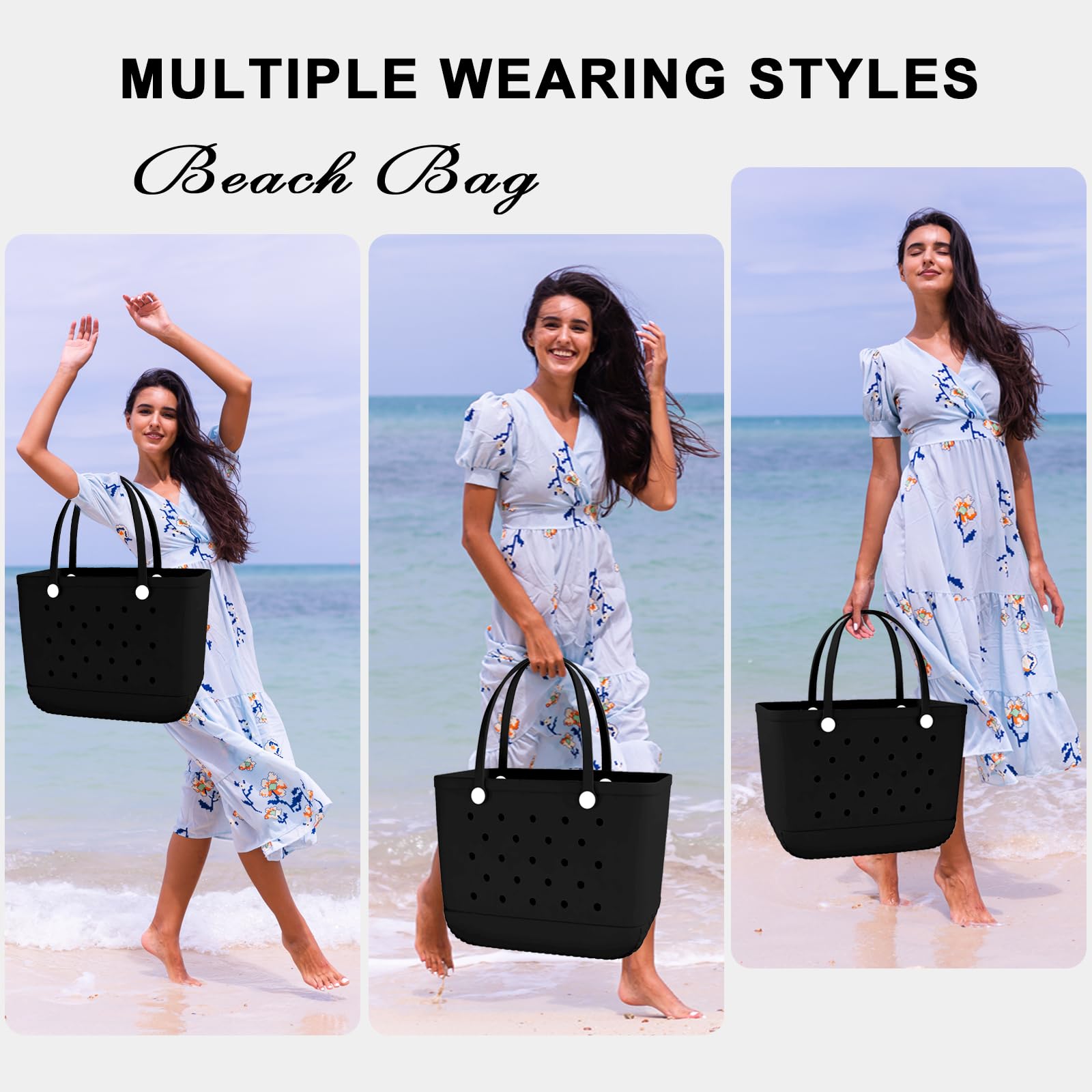 Extra Large Waterproof Beach Tote Bag with Zipper Pocket - Durable Rubber Travel Tote for Women, Gym, Sports & Outdoor Activities | Perfect for Pool, Beach Trips, Shopping & Vacation Essentials