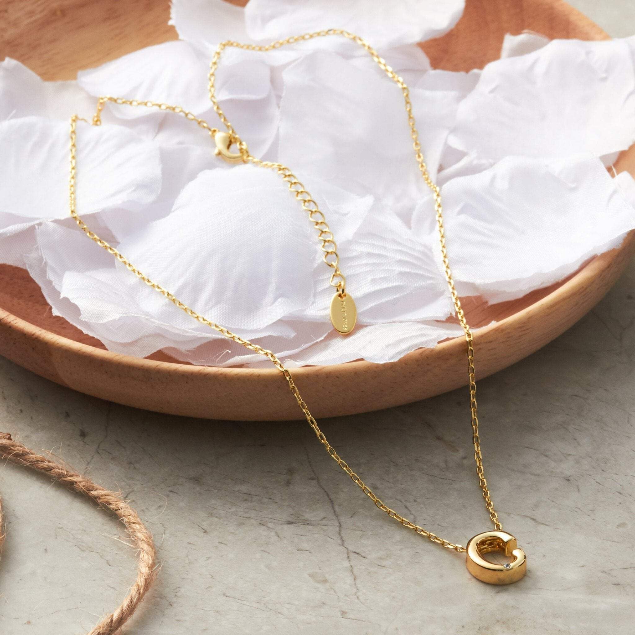 Gold Plated Initial Necklaces A-Z with Zircondia® - Perfect Gift for Her