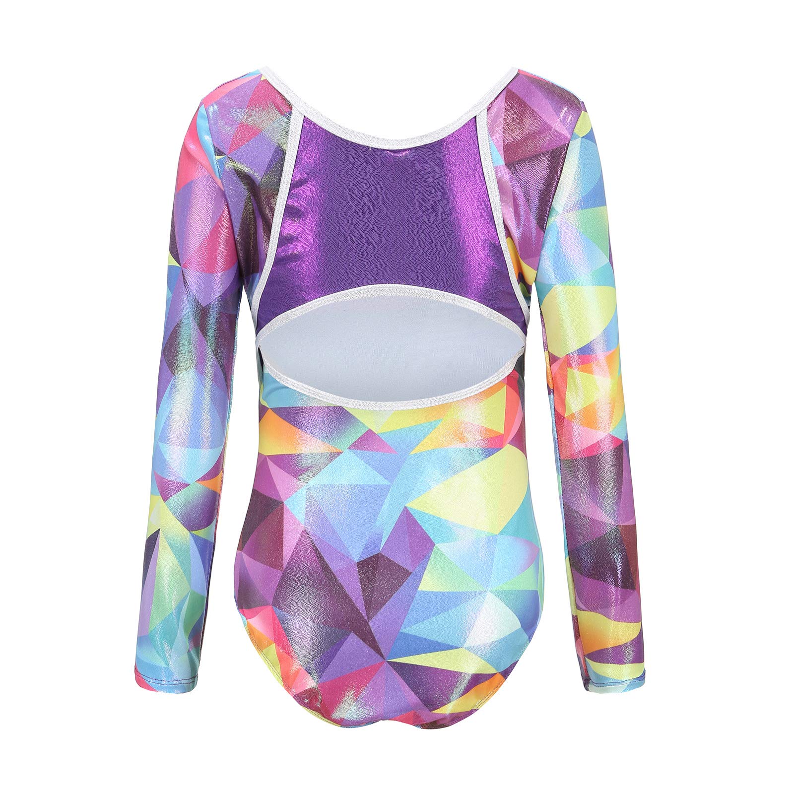 Girls Gymnastics Leotard - Ballet Dance Tank Top with Geometric Metallic Design | Perfect for Ballet Class, Dance Competition & Gymnastics Practice