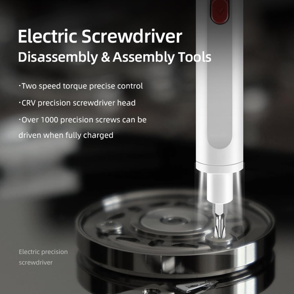 22-in-1 Mini Electric Screwdriver Set - Cordless Rechargeable with LED Light & 20 Steel Bits | Precision Repair Tool for Phones, Laptops, PS4, Watches & Electronics | Perfect for DIY Home Repairs, Tech Maintenance & Small Device Fixes
