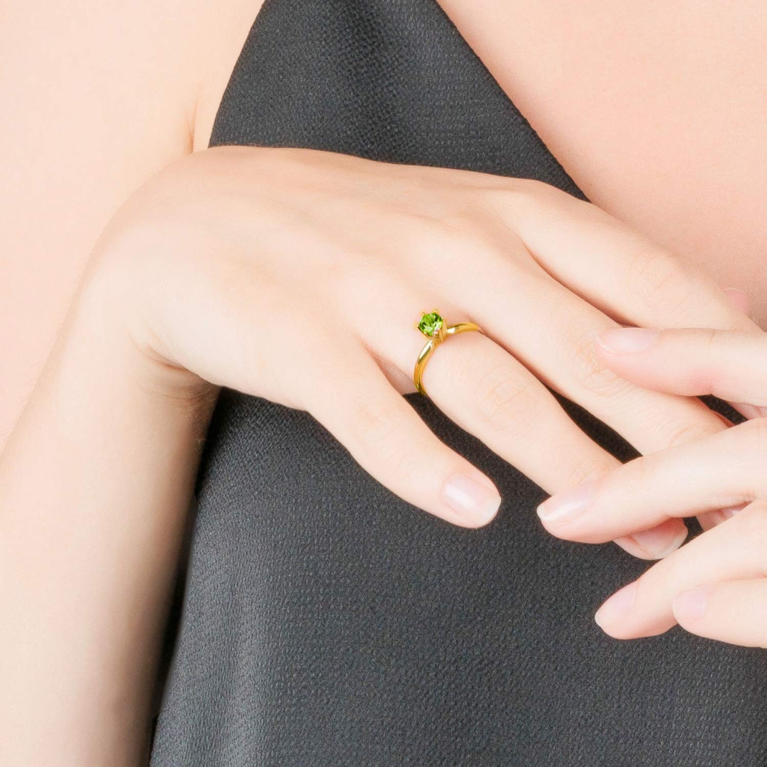 14K Solid Yellow Gold Solitaire Ring with 0.65 Carat Natural Peridot Gemstone - Elegant Dainty Jewelry for Women, Perfect for Engagement, Anniversary & Special Occasion Gifts