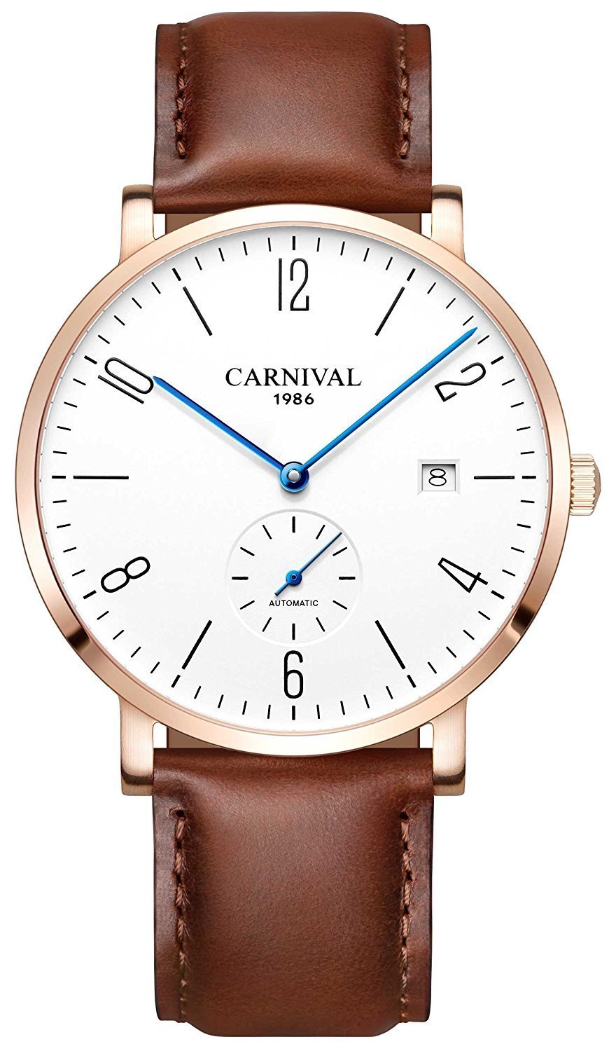 Ultra-Thin Automatic Men's Watch with Genuine Leather Strap - Waterproof Calendar Wristwatch for Business, Casual & Everyday Wear | Perfect Gift for Him