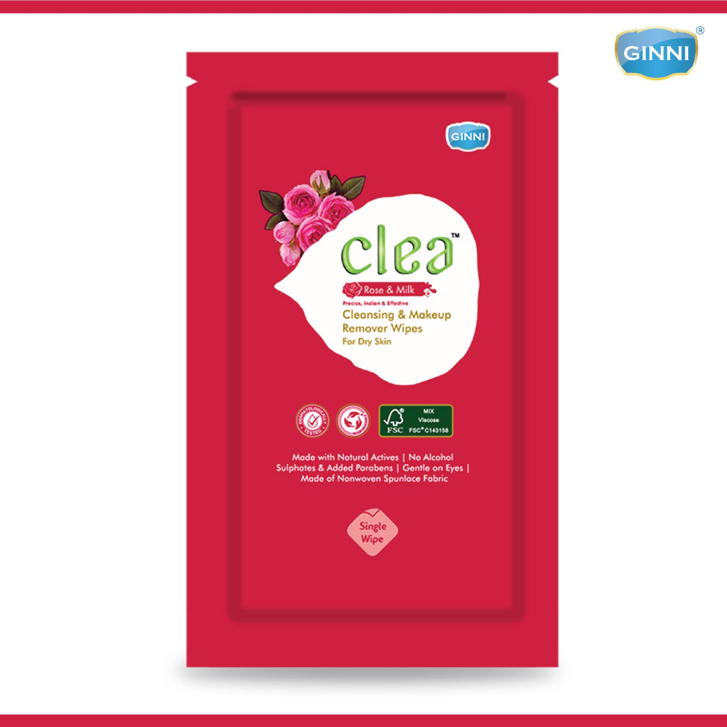 **Clea Rose & Milk Cleansing Makeup Remover Wipes for Dry Skin - Hydrating, Soothing, Nourishing Facial Wipes - Pack of 5 (50 Wipes Total) - Perfect for Travel, Gym & Daily Skincare Routine**