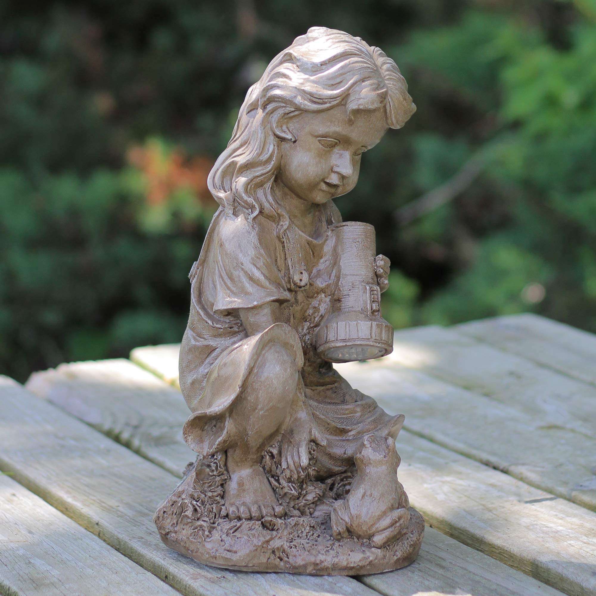 Northlight Solar Powered LED Garden Statue - Girl with Frog Outdoor Decor, 12.25