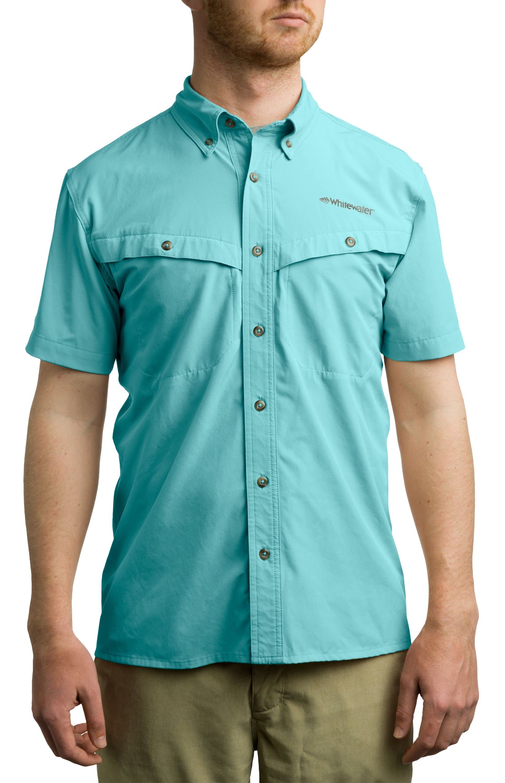 Whitewater Lightweight Moisture Wicking UPF 50+ Sun Protection Fishing Shirt for Men - Quick Dry Breathable Performance Shirt for Outdoor Activities, Hiking & Water Sports