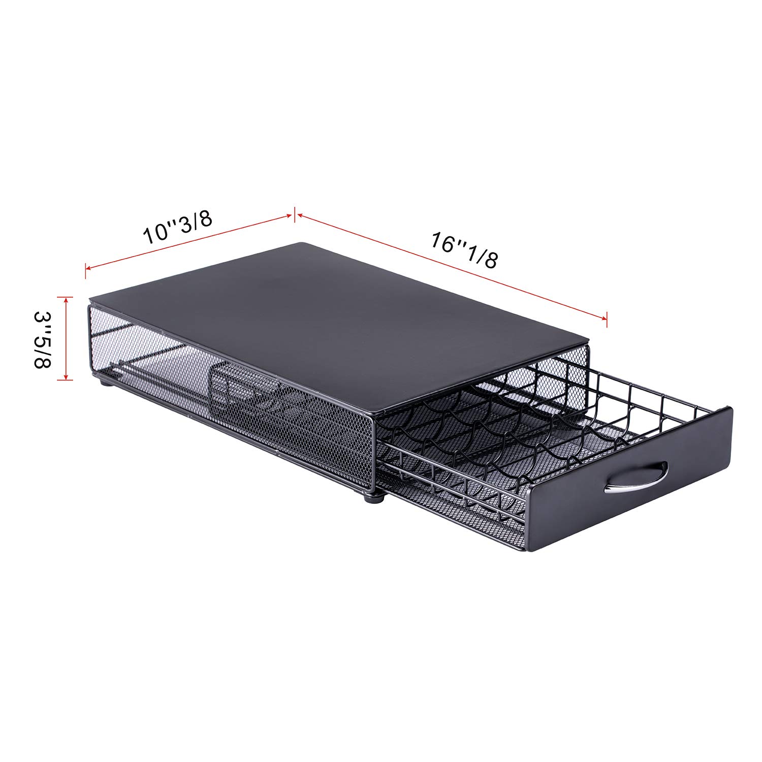 Premium Nespresso Vertuo Pod Holder Organizer - Black Metal Storage Drawer with Mesh Shelves (40 Capsules Capacity) | Compact Coffee Pod Organizer for Kitchen Countertop, Office, or Coffee Station