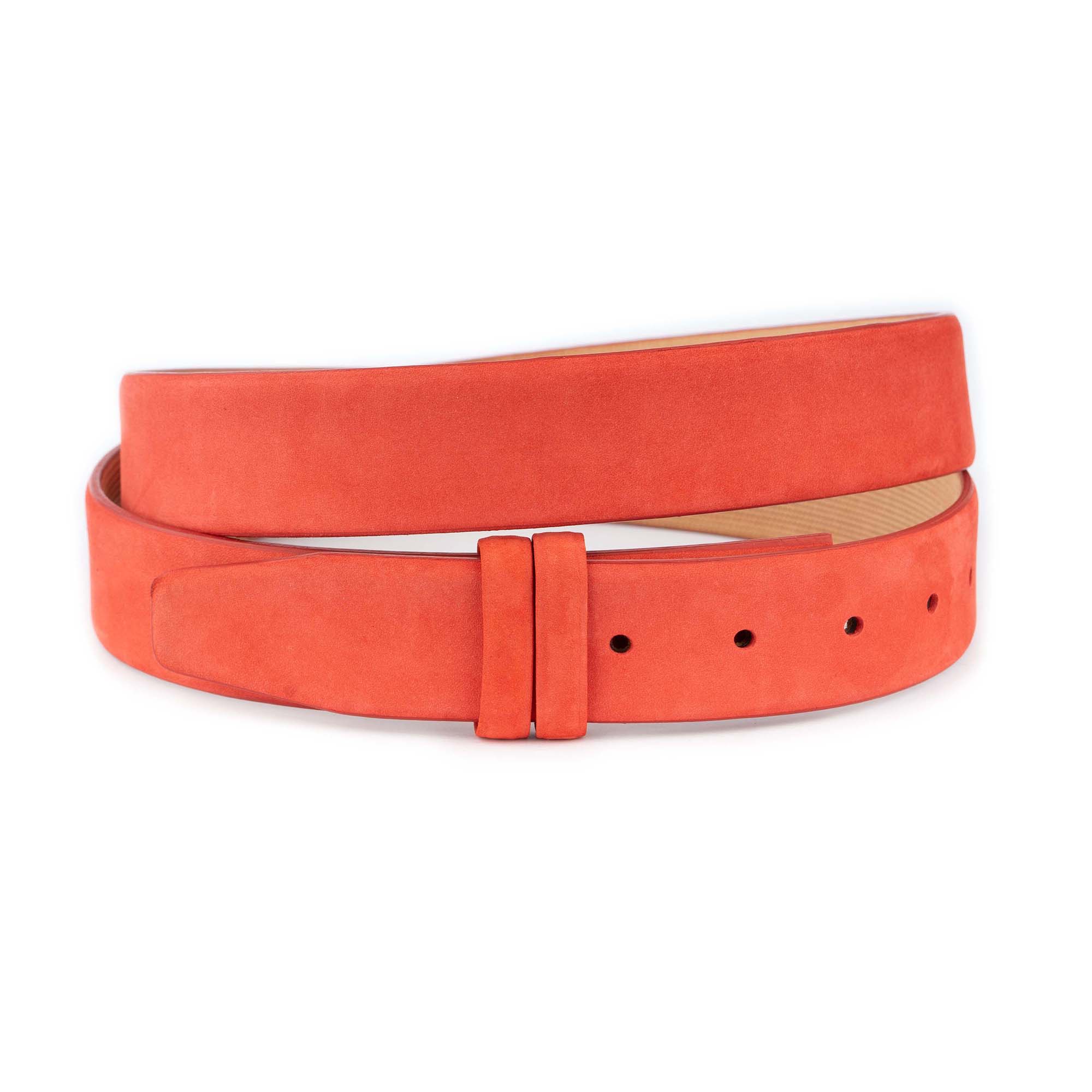 Premium Red Soft Nubuck Leather Belt Strap Compatible with Dunhill Buckles - Elegant Dress Belt for Men, Business Attire & Formal Occasions