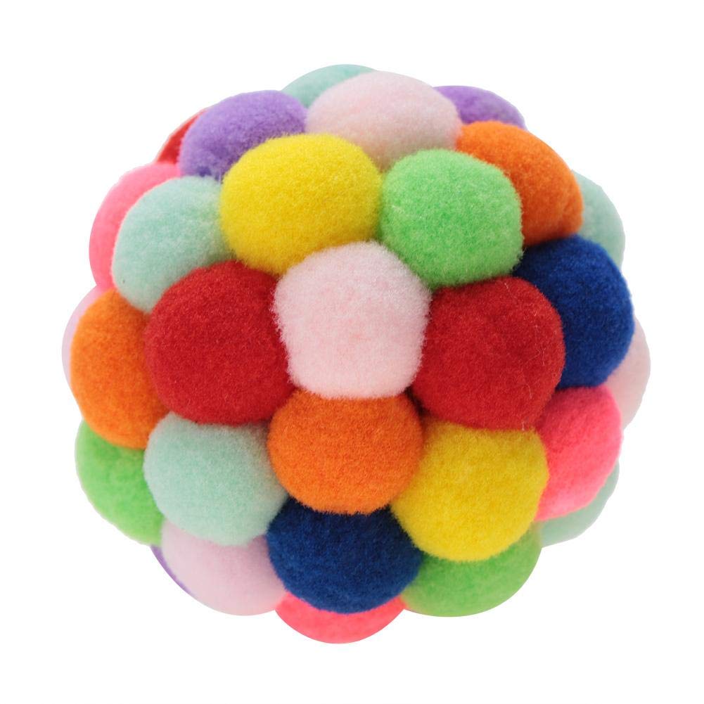 Colorful Soft Plush Ball Toy for Dogs & Cats - Interactive Pet Toy with Bell for Training, Chewing & Playtime - Perfect for Indoor Exercise & Bonding Activities