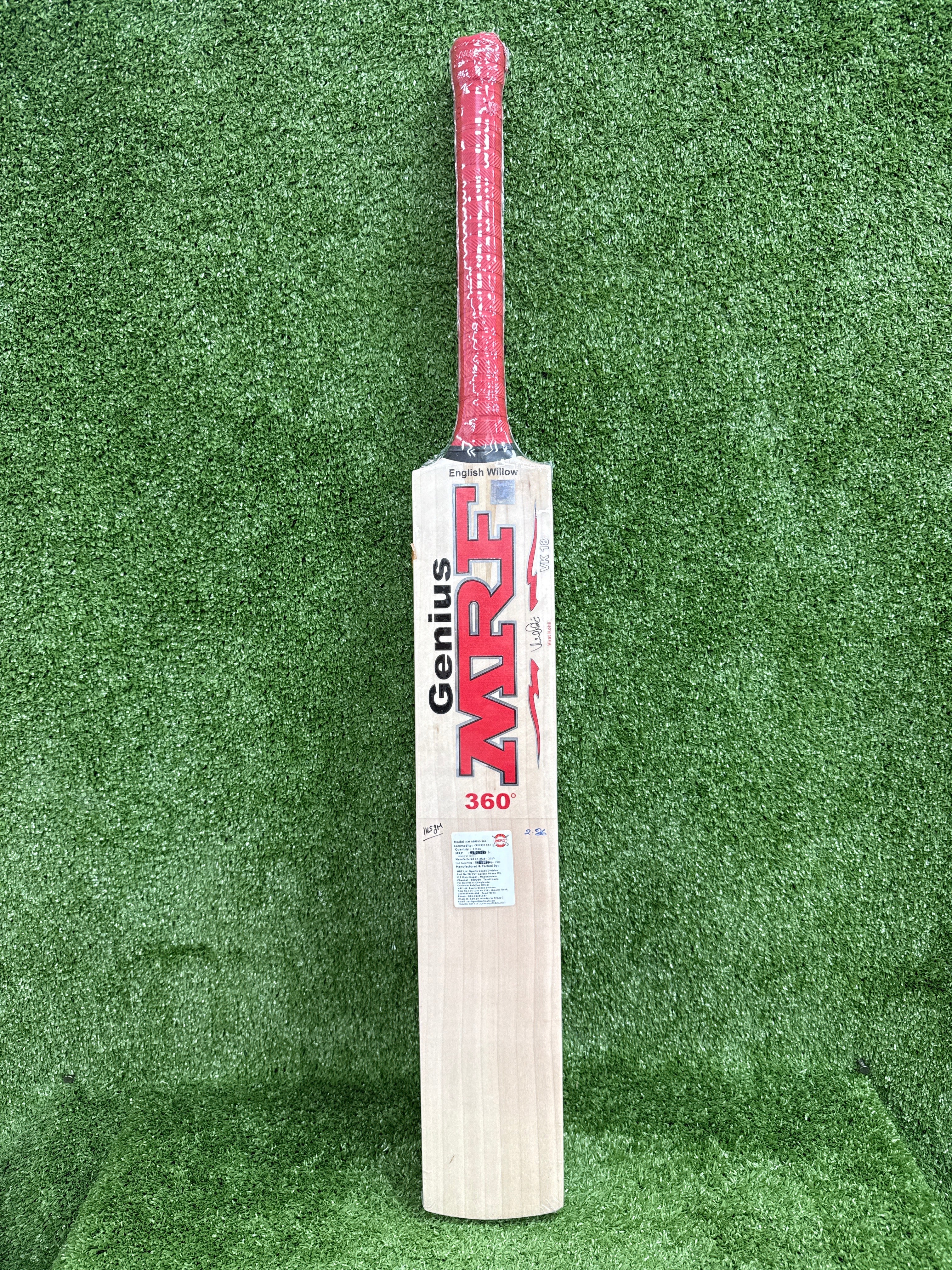 MRF Genius 360 English Willow Cricket Bat - Premium Grade Cricket Equipment for Professional Players - Perfect for Matches, Practice & Training Sessions