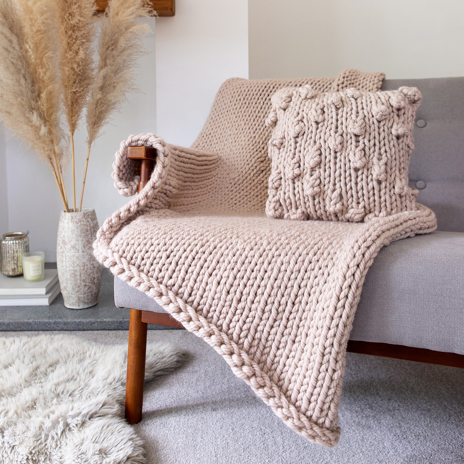 Cozy Knit Blanket Kit for Beginners - 2-in-1 Easy DIY Crochet Pattern | Perfect for Home Decor, Gift Giving & Relaxation