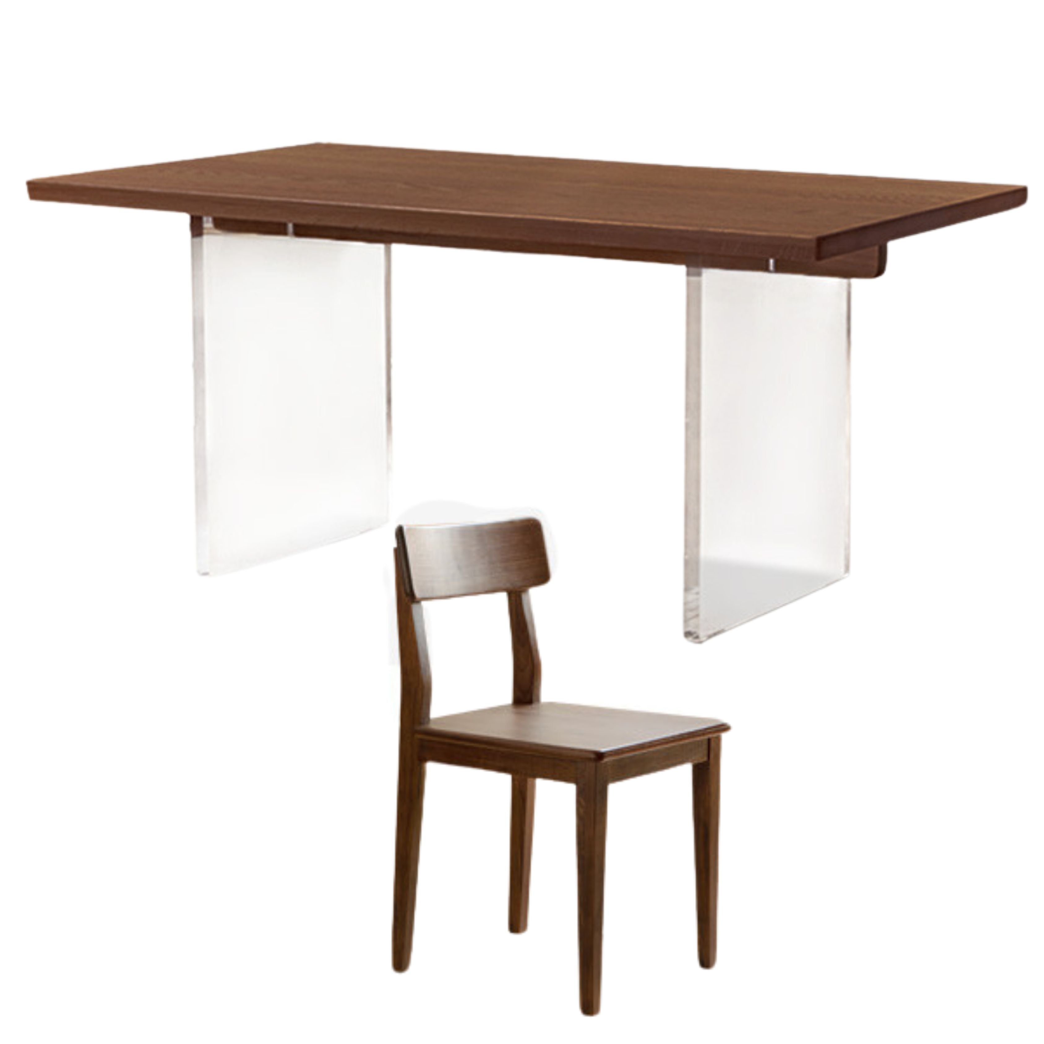 out of stock 70.8x35.4x29.5 inch / 180x90x75 cm / Rich dark walnut color / Black walnut Suspended dining table + 4 chairs