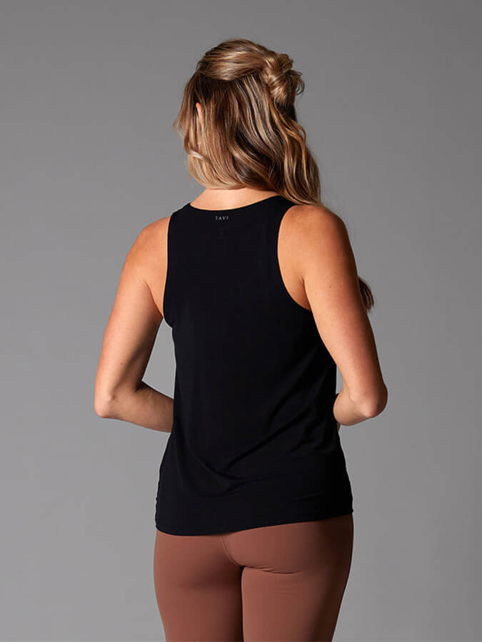 Tavi Flatter Twist Women's Tank Top - Stylish & Comfortable Summer Casual Top for Women | Perfect for Yoga, Beach & Everyday Wear | Ebony Color