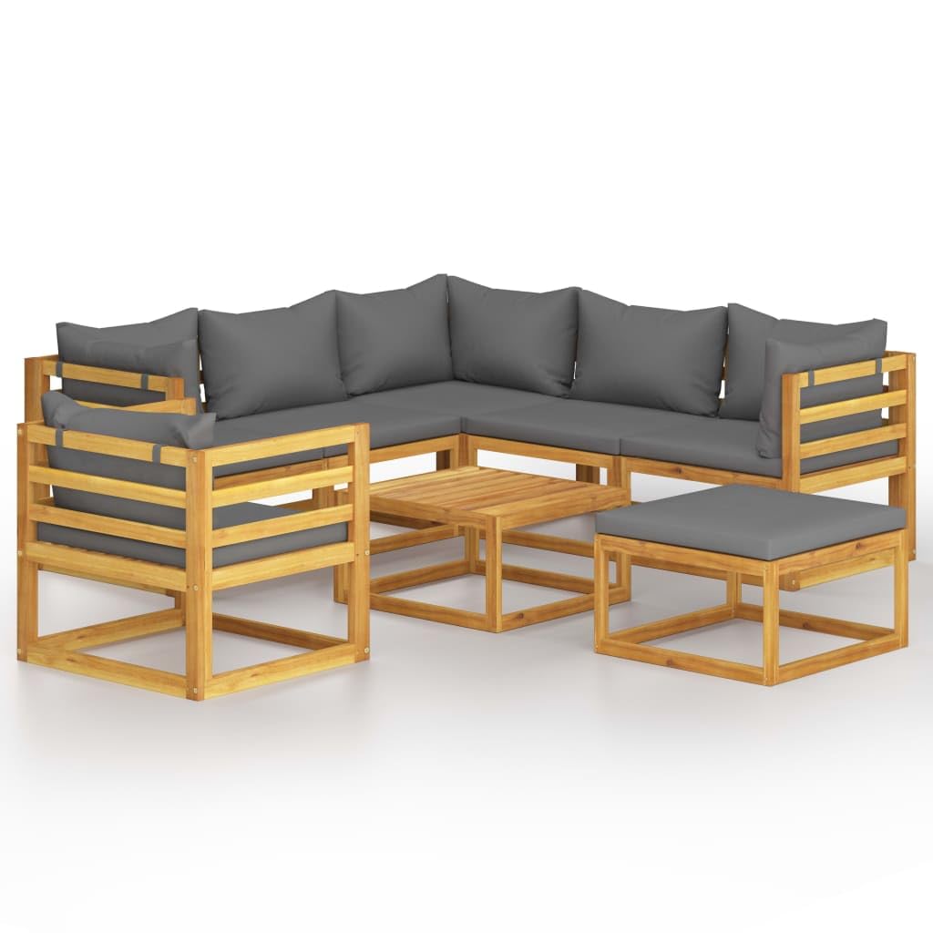 Premium 8-Piece Acacia Wood Patio Lounge Set with Cushions - Durable Outdoor Furniture for Garden, Backyard & Patio - Weather-Resistant Comfortable Seating for Poolside, Deck & Outdoor Entertaining