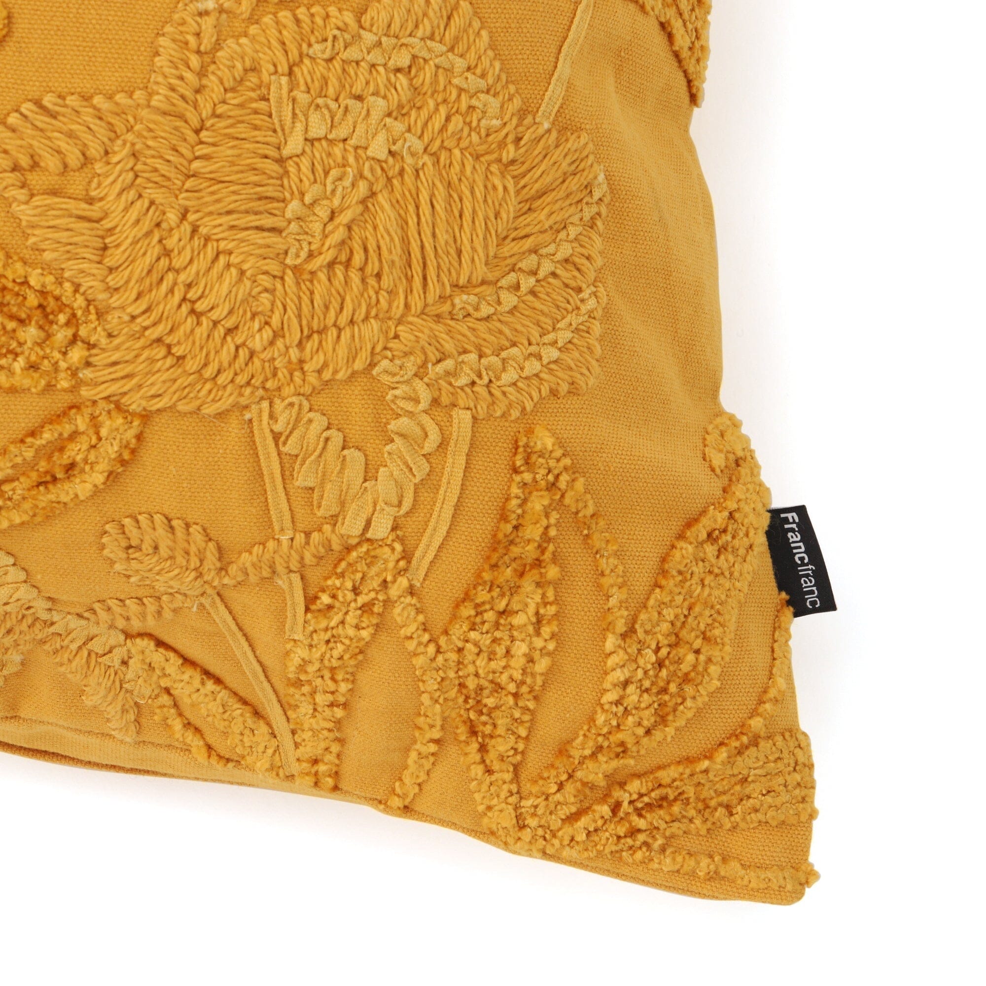 Botanical Embroidery Cushion Cover 18x18 Inches Yellow - Soft Decorative Pillow Case for Sofa, Bed, Living Room & Home Decor