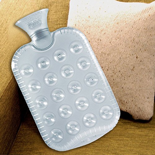 Fashy 1.2L Clear Cushion Rubber Hot Water Bottle - German Made for Pain Relief & Warmth - Perfect for Cold Nights, Menstrual Cramps & Back Pain Relief