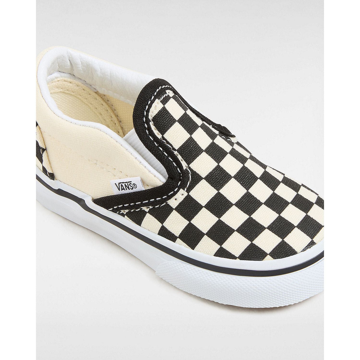Vans Toddler Classic Slip-On Checkerboard Sneakers - Black & Off White | Comfortable Kids Shoes for Everyday Wear, Playtime & School Activities