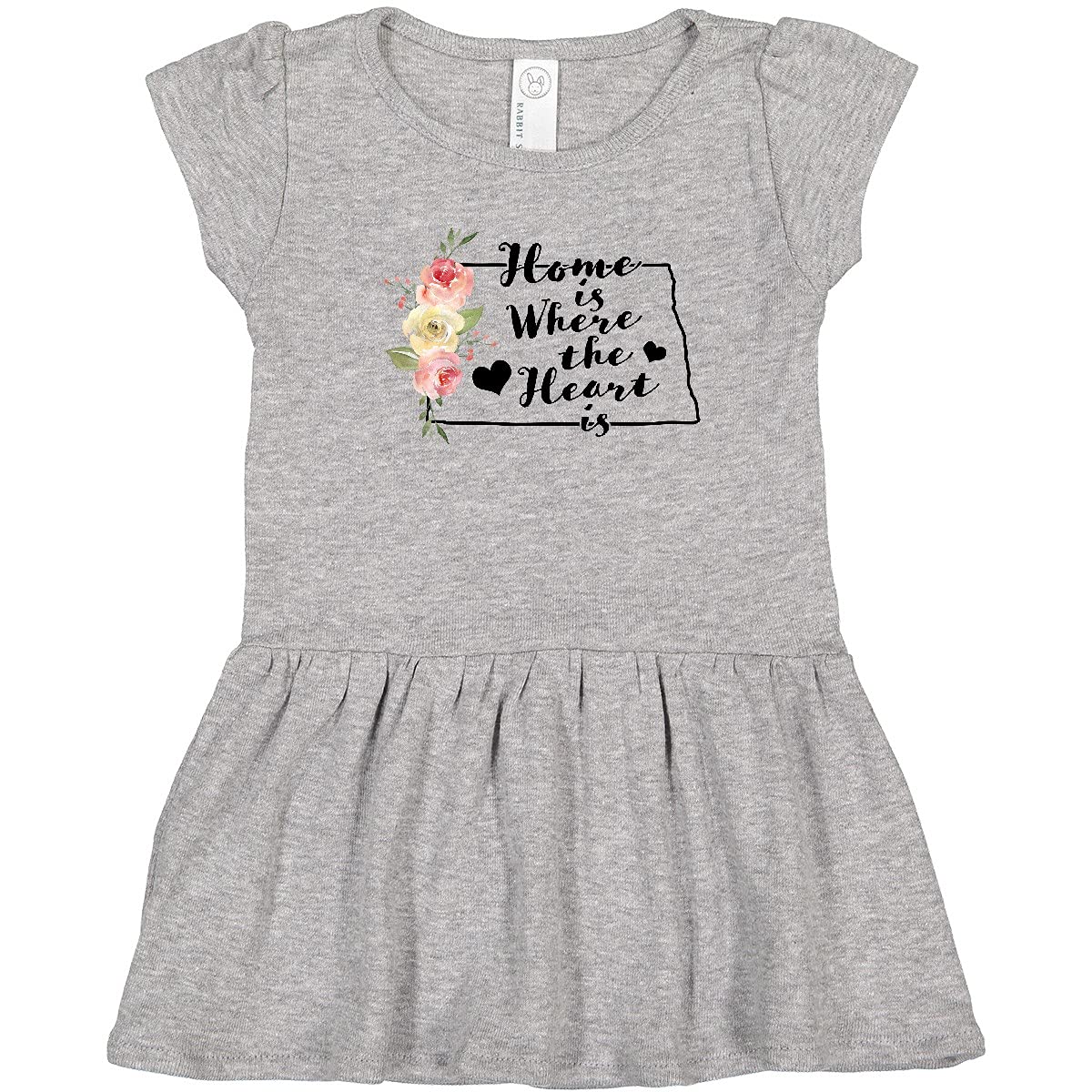 Inktastic North Dakota Home is Where The Heart is Watercolor Print Toddler Dress - Cute Casual Outfit for Girls, Playdates & Family Photos