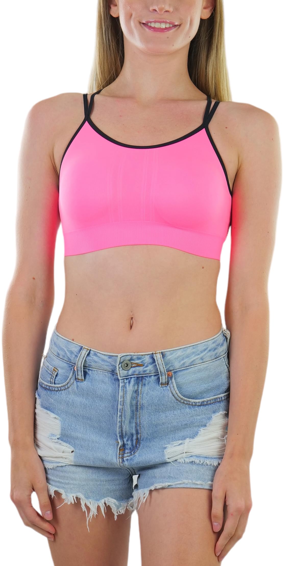 ToBeInStyle Women's Seamless Wire-Free Sports Bra & Bralette Set - Comfortable Support for Yoga, Gym & Everyday Wear