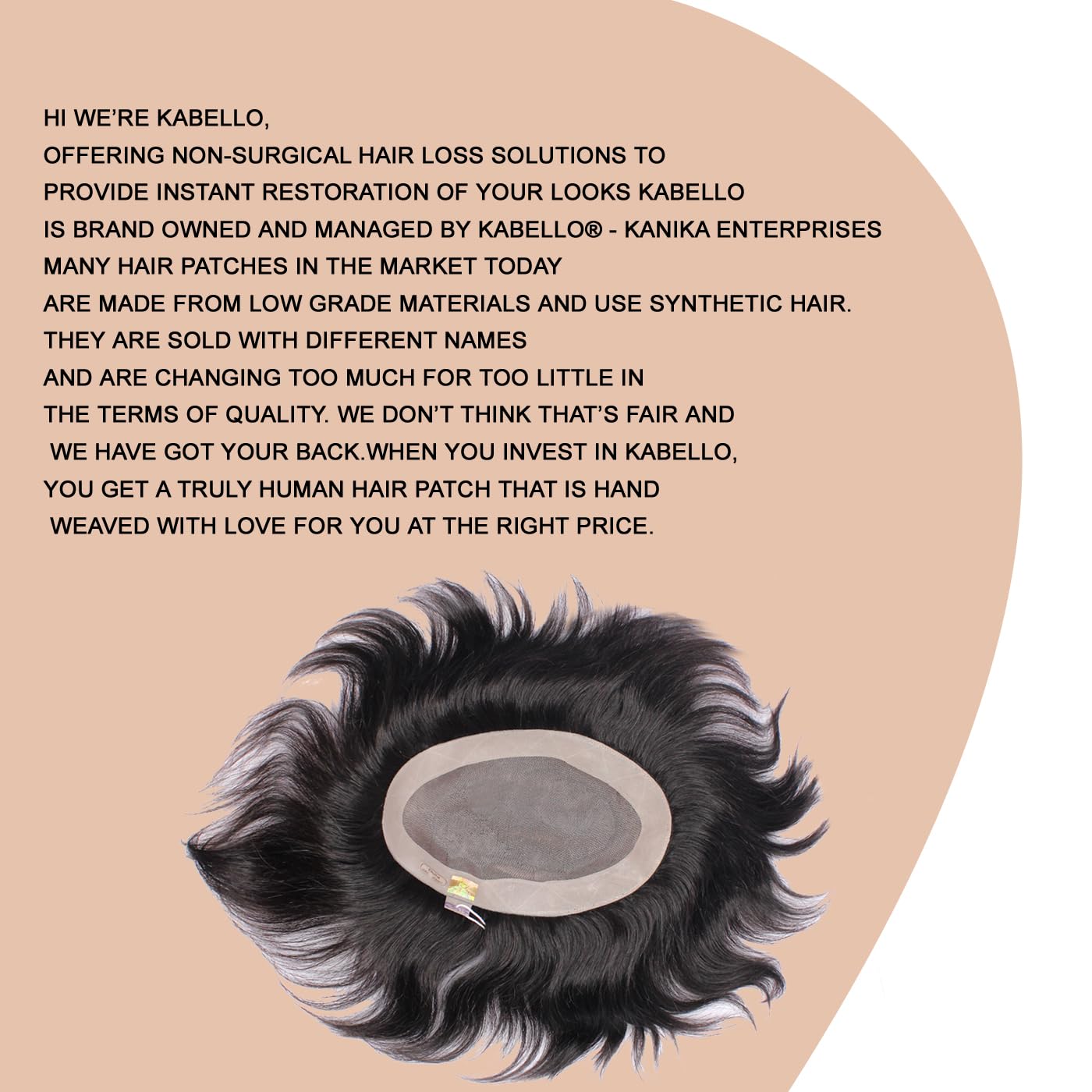 Kabello Hair Loss Solution - 6 Inch Human Hair Toupee with Mono Base (9x7, Dark Brown) | Hair Patch & Wigs for Men | Includes 4 Wig Clips & Free Small Red Tap | Perfect for Thinning Hair, Bald Spots & Daily Styling