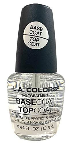 L.A. Colors Nail Treatment Base Coat & Top Coat - Primes, Protects & High Gloss Finish - 0.44 fl oz / 13 mL - Perfect for Manicures, Pedicures & Nail Art