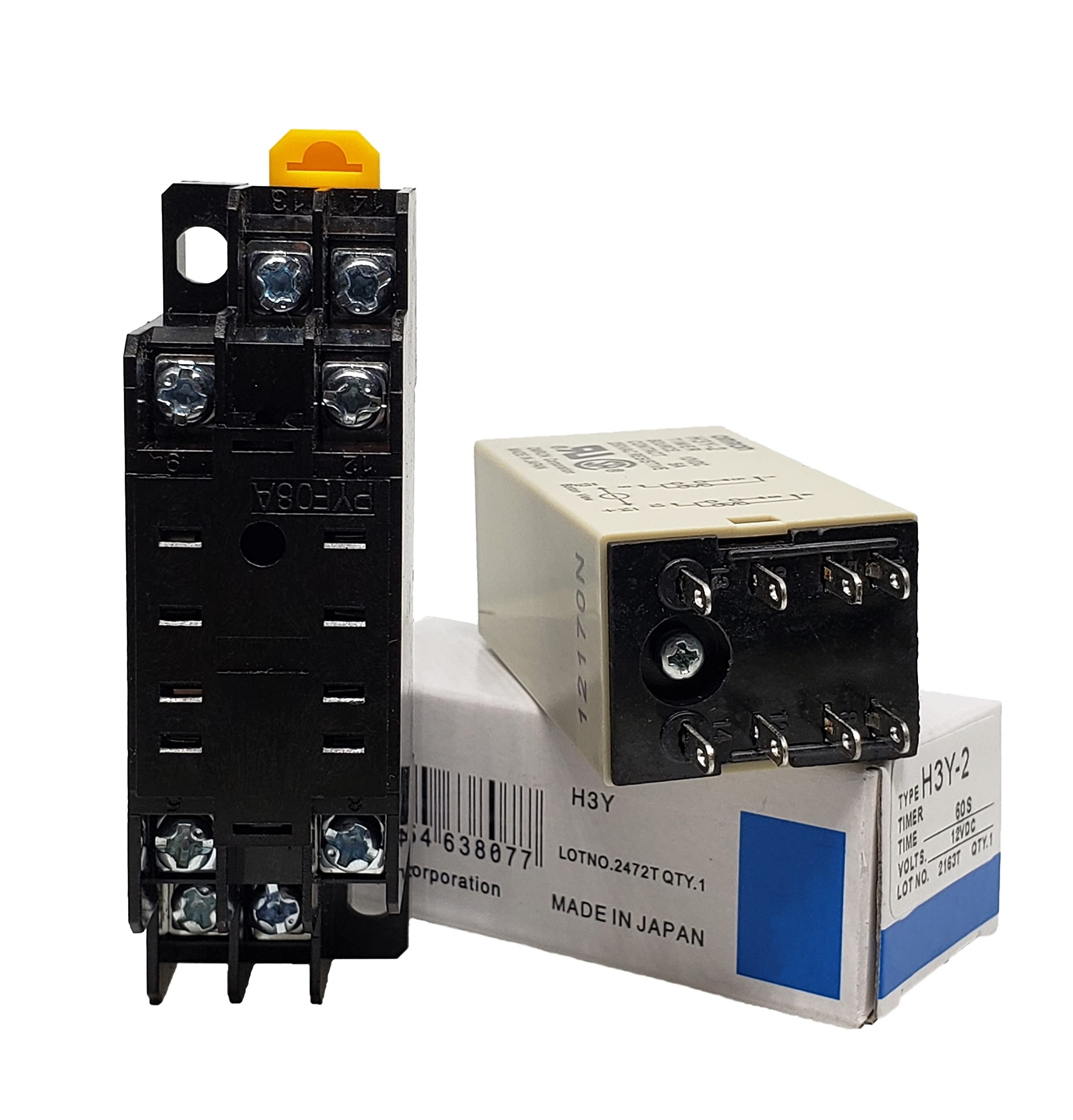 AC 110V Delay Timer Relay H3Y-2 0-60 Seconds with Base Socket DPDT - Perfect for Industrial Automation, HVAC Systems & Electrical Control Panels