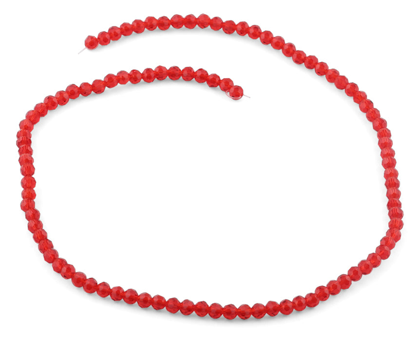 4mm Red Faceted Rondelle Glass Beads for Jewelry Making, DIY Crafts, Bracelets & Necklaces - Bulk Wholesale Beads for Beading Supplies