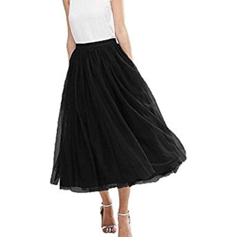 EllieHouse Women's High Waist Tulle Midi Skirt - Elegant Prom Party Tutu Skirt with Flowy Layers for Dances, Weddings & Special Occasions