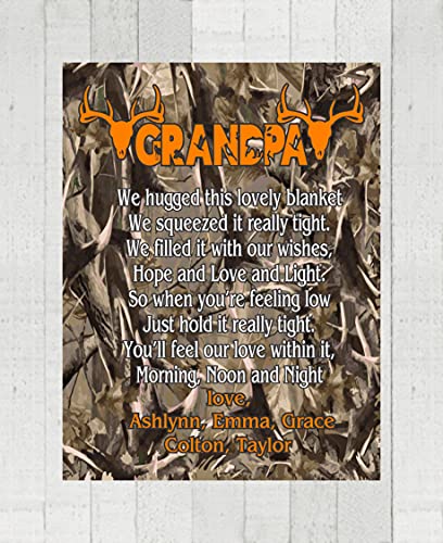 Custom Personalized Grandpa Blanket with Name - Soft Fleece Sherpa Throw for Dad - Perfect Father's Day Gift, Hunting Enthusiast Camo Blanket - Cozy Gift for Birthday, Christmas & Family Gatherings