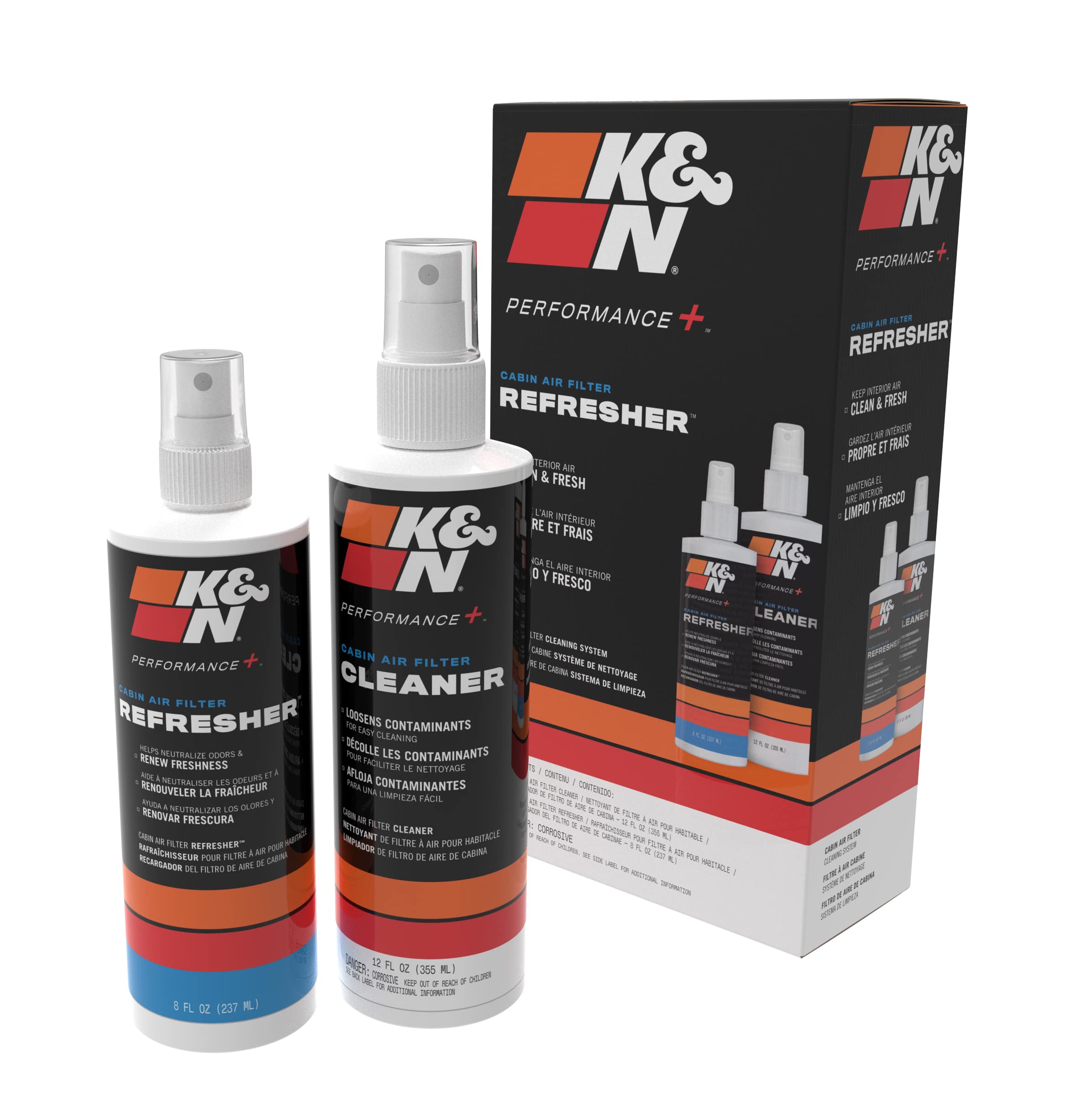 K&N Cabin Air Filter Cleaning Kit - Spray Bottle Filter Cleaner & Refresher Kit | Restores & Maintains Cabin Air Filter Performance | Service Kit-99-6000 | Ideal for Car, Truck & RV Air Filter Maintenance