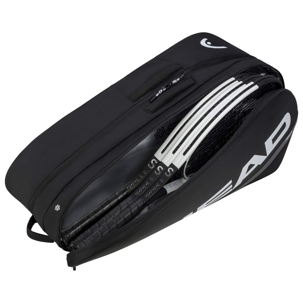 Head Tour L 9 Tennis Racquet Bag - Black/White - Perfect for Tennis Players & Coaches - Durable Gear Storage for Courts, Training & Matches