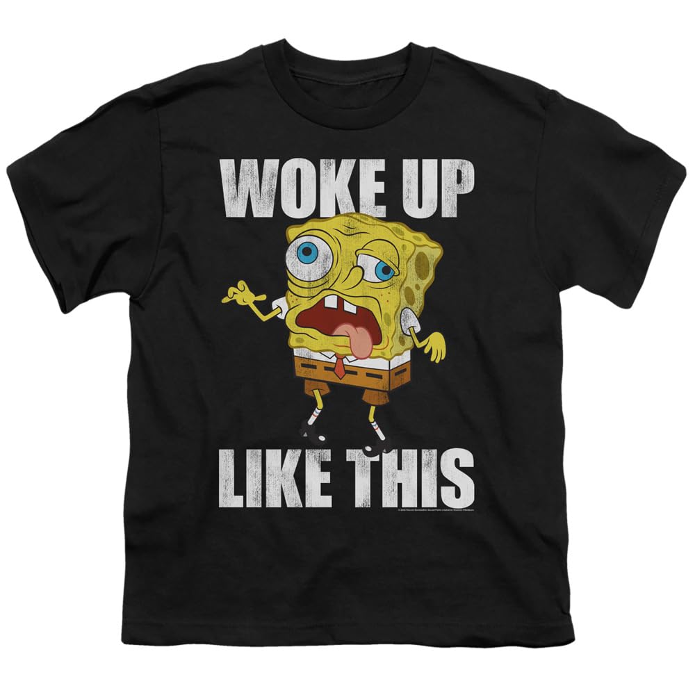 Funny Spongebob 'Woke Up Like This' Meme T-Shirt for Kids & Youth - Boys & Girls Graphic Tee for Casual Wear, School, and Everyday Outfits