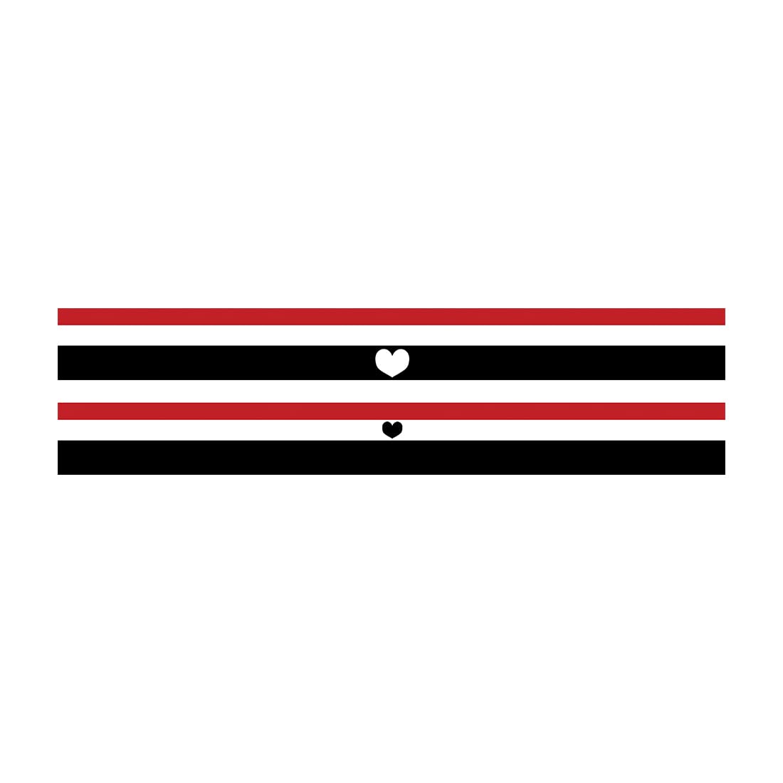 Waterproof Temporary Tattoo for Men & Women - Black & Red Border Line Full Hand Band Round Body Art | Perfect for Parties, Halloween, Cosplay & Festivals