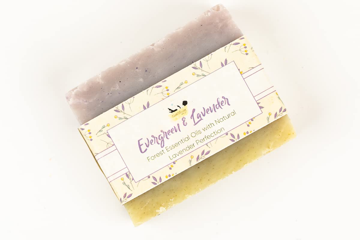 Natural Evergreen & Lavender Handmade Soap Bar - Organic, Vegan, Moisturizing for Dry Skin - Perfect for Relaxation, Spa, and Gift Giving